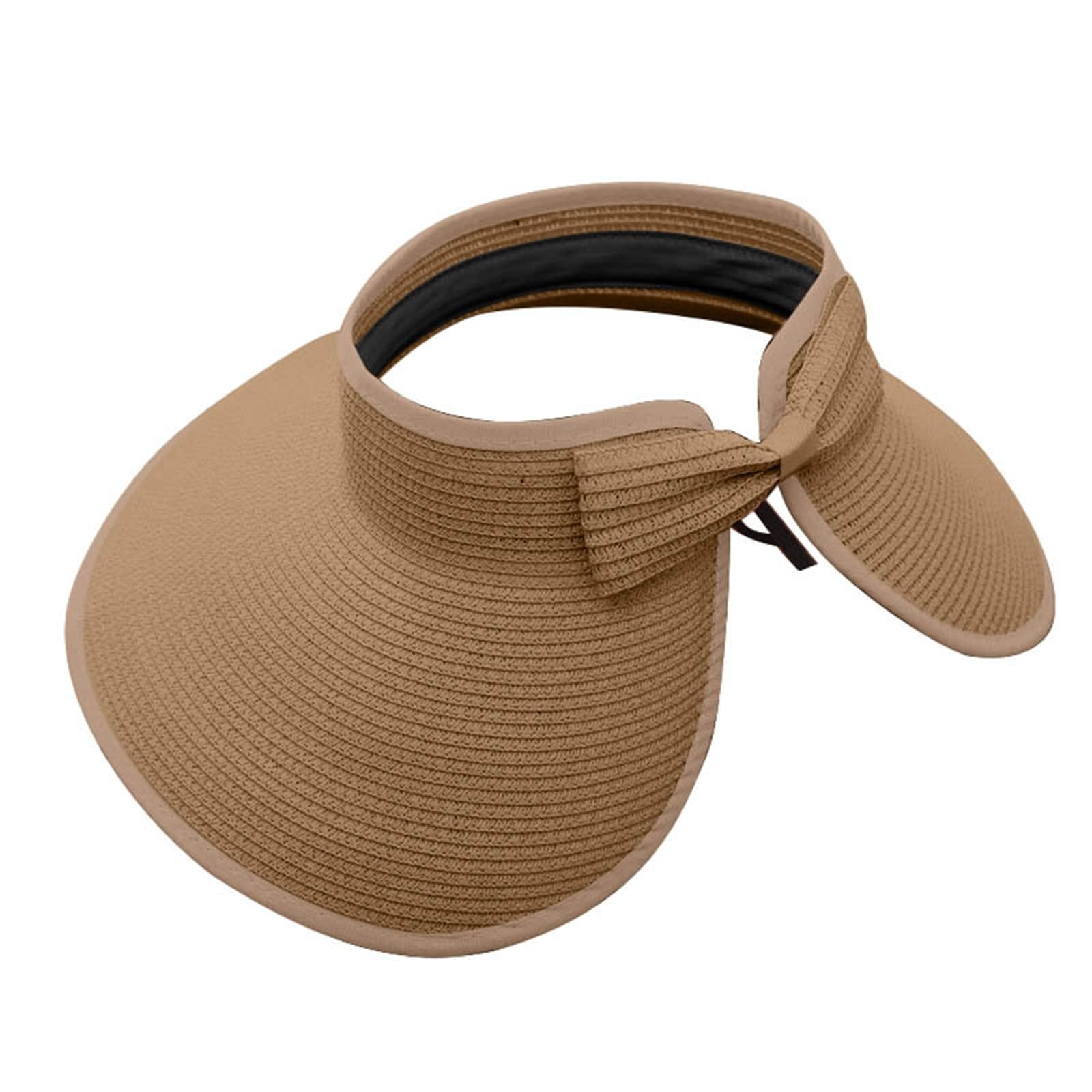 Women's Wide Brim Straw Sun Visor Hat - Foldable & Roll Up Beach Visor for Summer - Bulk Pack for Outdoor, Gardening, and Travel Use