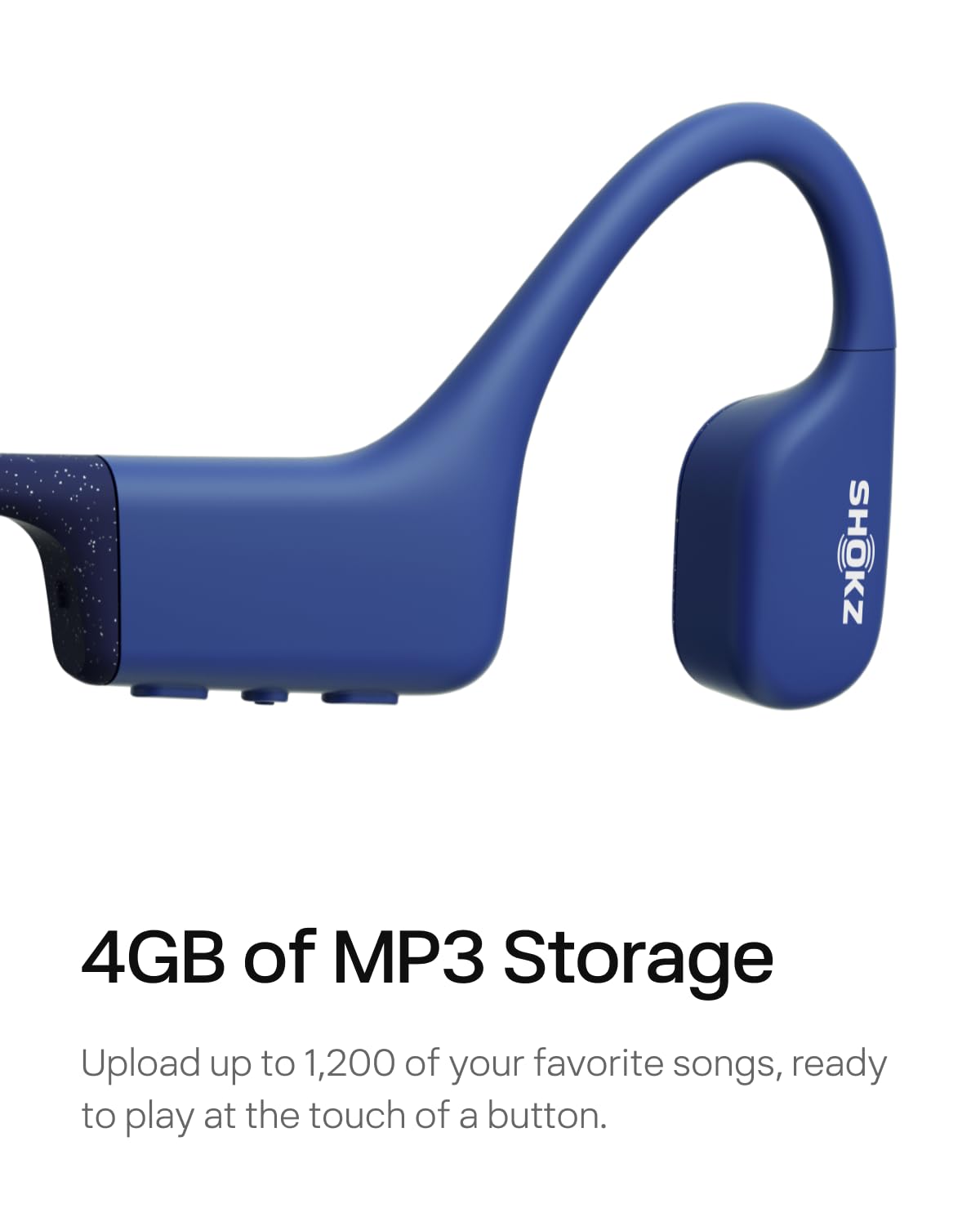 Shokz OpenSwim (Aftershokz Xtrainerz) Waterproof Bone Conduction Headphones for Swimming - Wireless MP3 Player with 4GB Storage, Open-Ear Design, IP68 Rating - Perfect for Lap Swimming, Triathlon Training & Water Workouts (Blue)