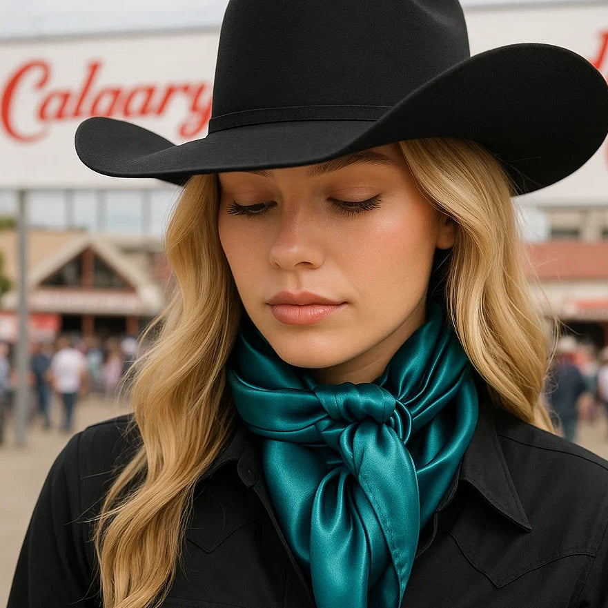 35X35 Solid Teal Wild Rag Scarf - Western Cowboy Bandana for Horse Riding, Rodeo & Outdoor Adventures - WRS5