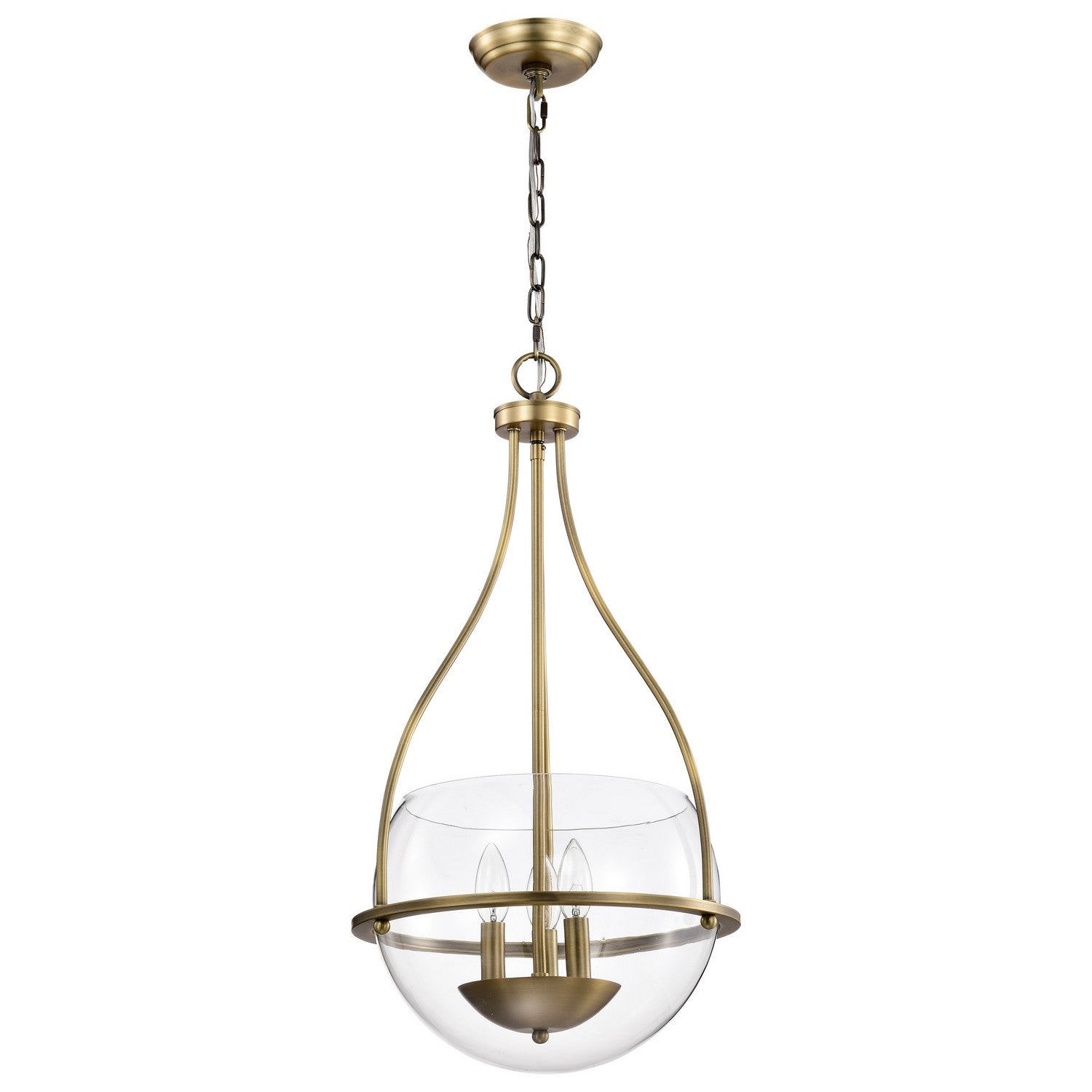 Amado 14 Inch 3-Light Vintage Brass Pendant Lighting Fixture - Perfect for Kitchen Island, Dining Room, and Entryway Decor