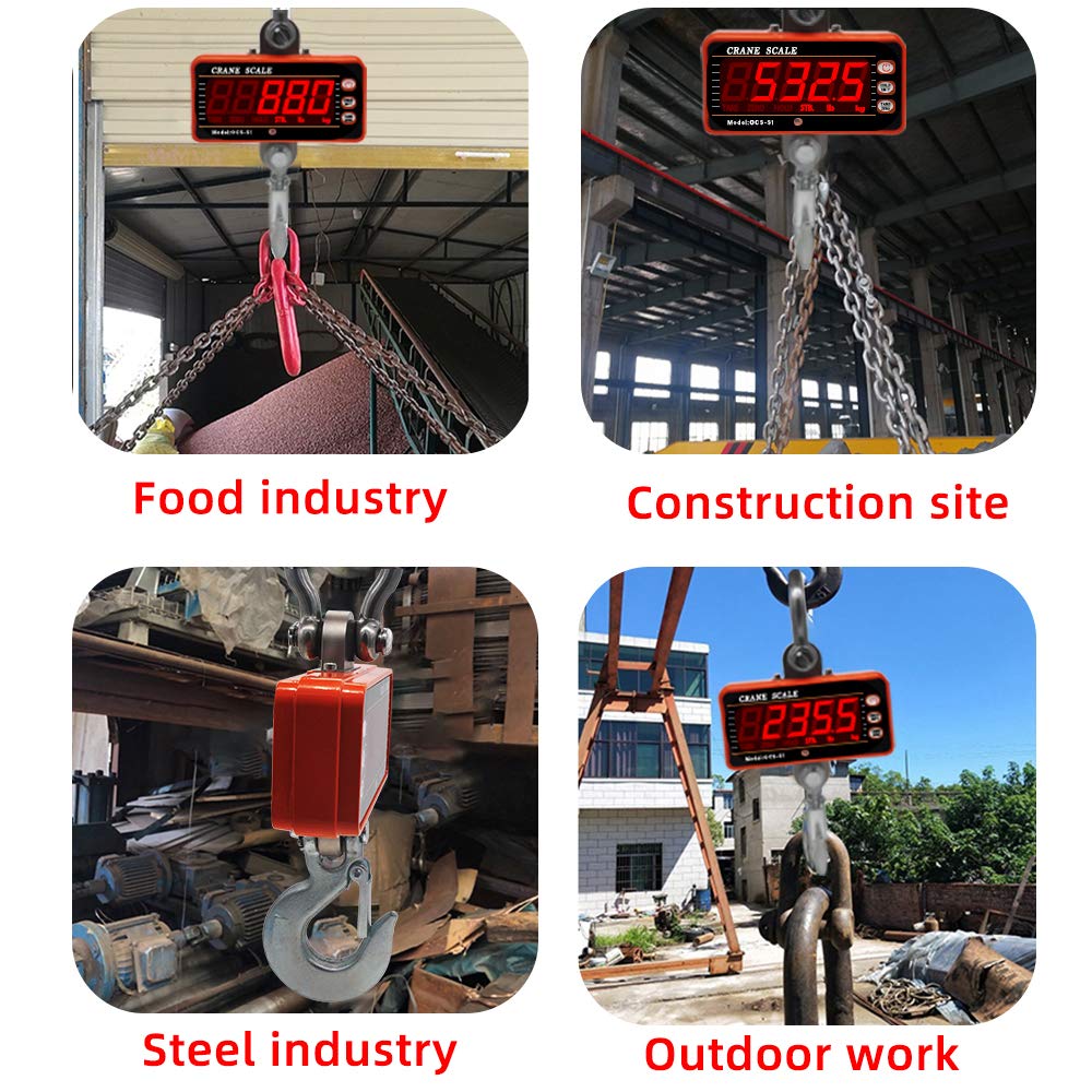 OCS-S1 Digital Hanging Scale - High Precision 1000KG/2000LBS Industrial Electronic Hook Scale for Heavy Duty Weighing | Perfect for Warehouse, Shipping, Farm & Construction Use