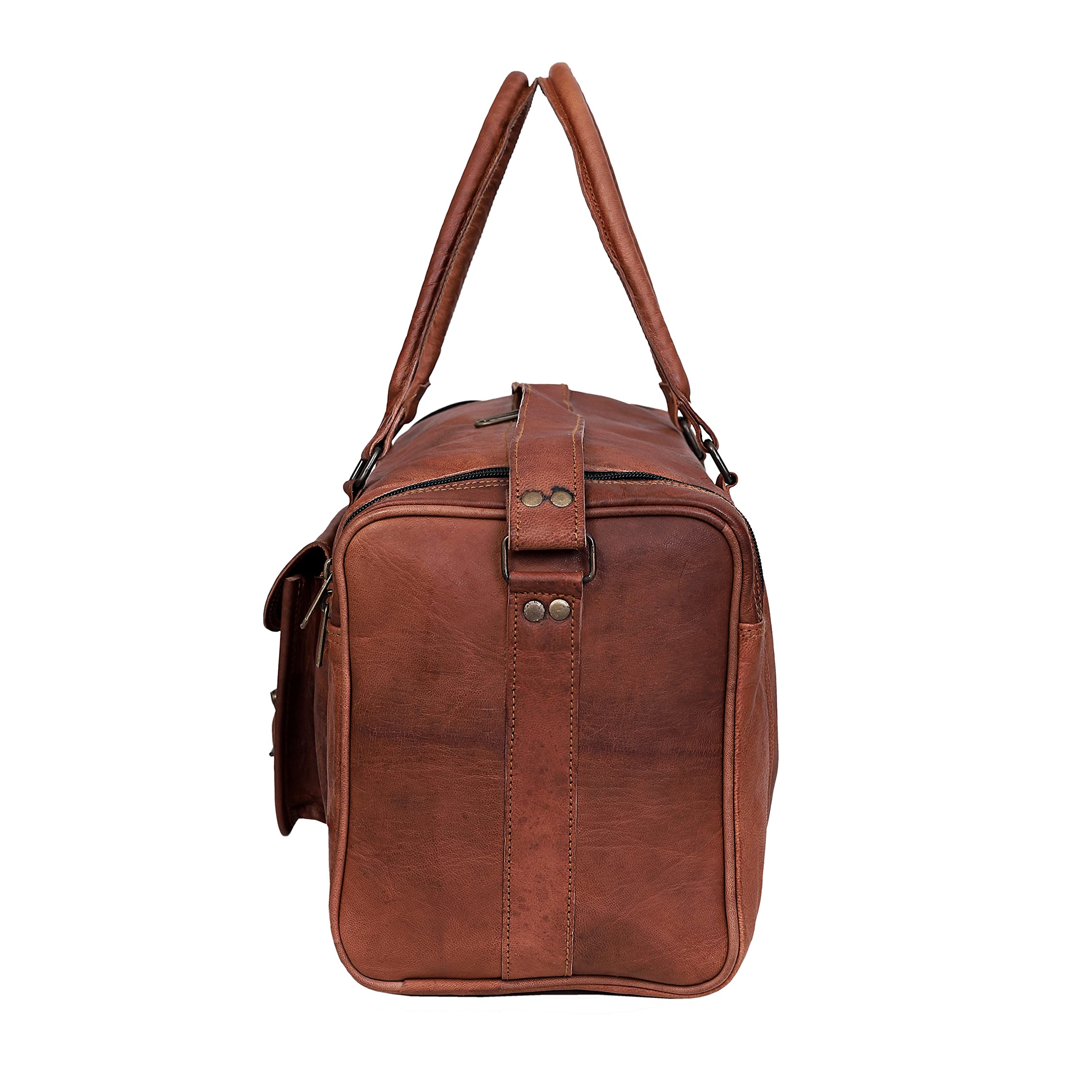 Premium Genuine Leather Duffel Bag for Men - Travel, Gym & Weekend Overnight Carry On - Brown Leather Sports Duffle Bag - Perfect for Business Trips, Workouts & Vacation Luggage