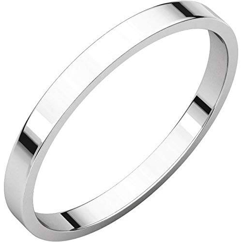 14K White Gold 2mm Flat Ultra Light Wedding Band Ring - Size 7 - Comfort Fit Minimalist Stackable Ring for Women - Perfect for Everyday Wear, Anniversary Gifts & Bridal Jewelry