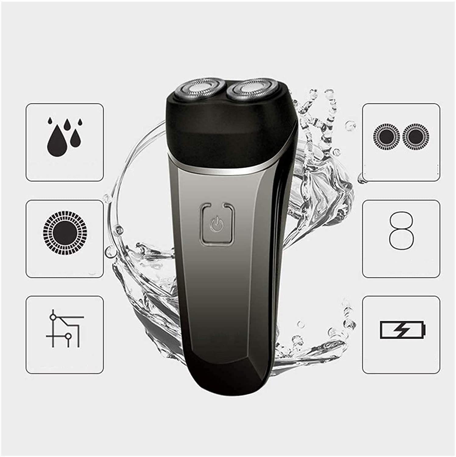 Men's Electric Shaver - Waterproof Wet/Dry Rotary Razor with Double Ring Blade for Travel & Daily Use | Smooth Shaving at Home, Gym or Business Trips