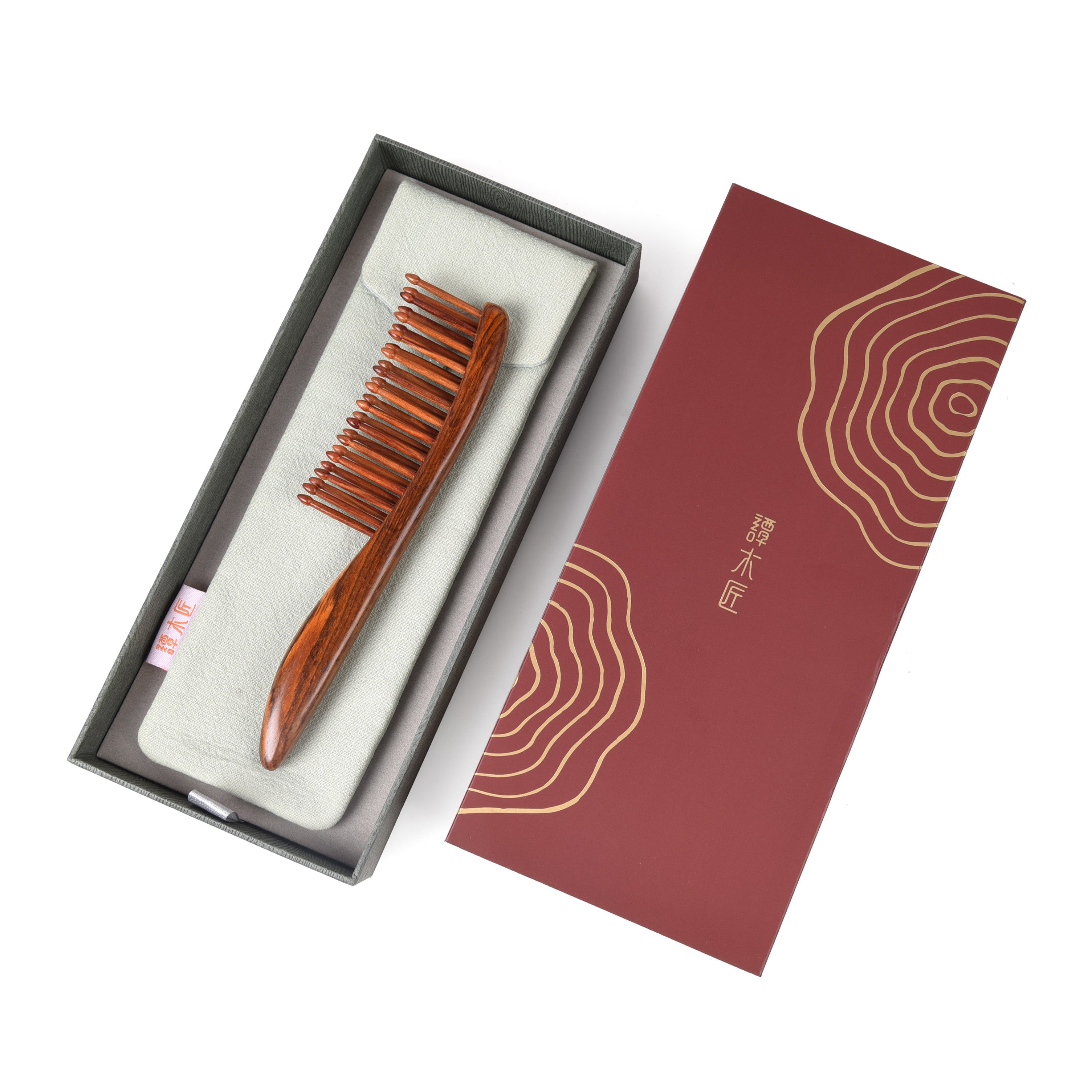 Premium Red Wood Comb with Teeth - Natural Wooden Hairbrush for Detangling & Styling - Perfect for Daily Hair Care, Travel & Gifts
