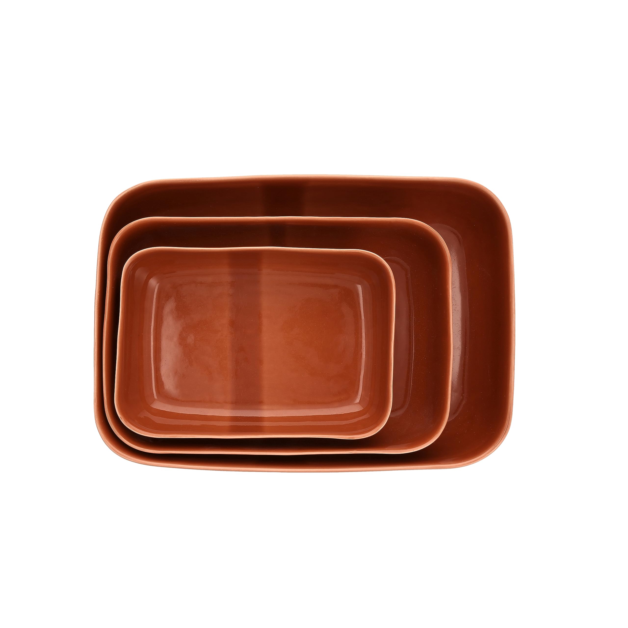 Fortessa Nosse Svelte Stoneware 3-Piece Bakeware Set - Terracotta Baking Dishes for Casseroles, Pies & Bread | Perfect for Home Cooking & Holiday Meals