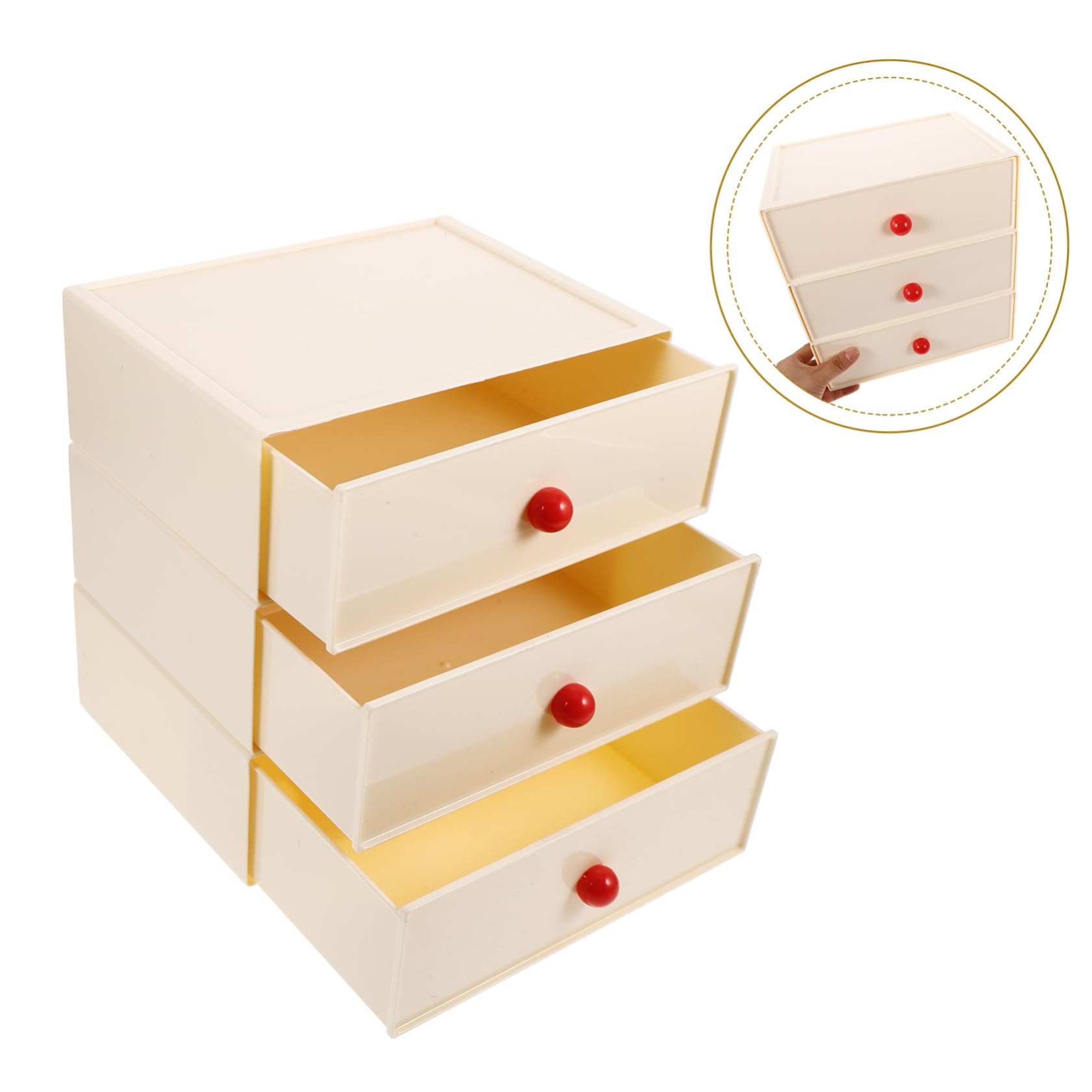 Jojofuny Tabletop Organizer - Sturdy 3-Tier Drawer Storage Box for Office, School & Home - Large Capacity Desk Organizer with Multi-Compartment Design - Perfect for Stationery, Makeup, Crafts & Office Supplies Organization