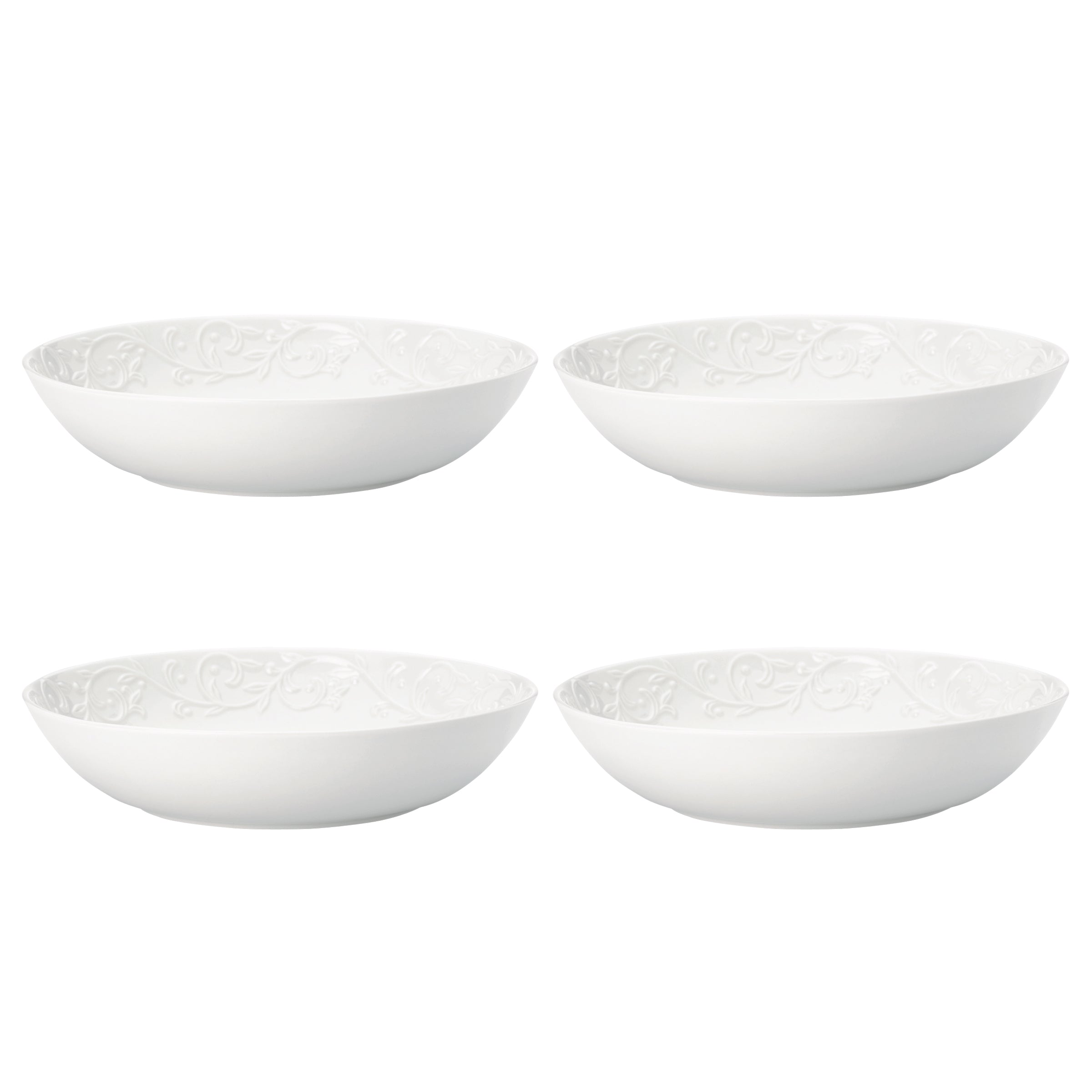 Opal Innocence Carved Pasta Bowls - Set of 4 Handmade Ceramic Dinnerware for Pasta, Salad & Dessert - Elegant Serving Bowls for Dining & Entertaining