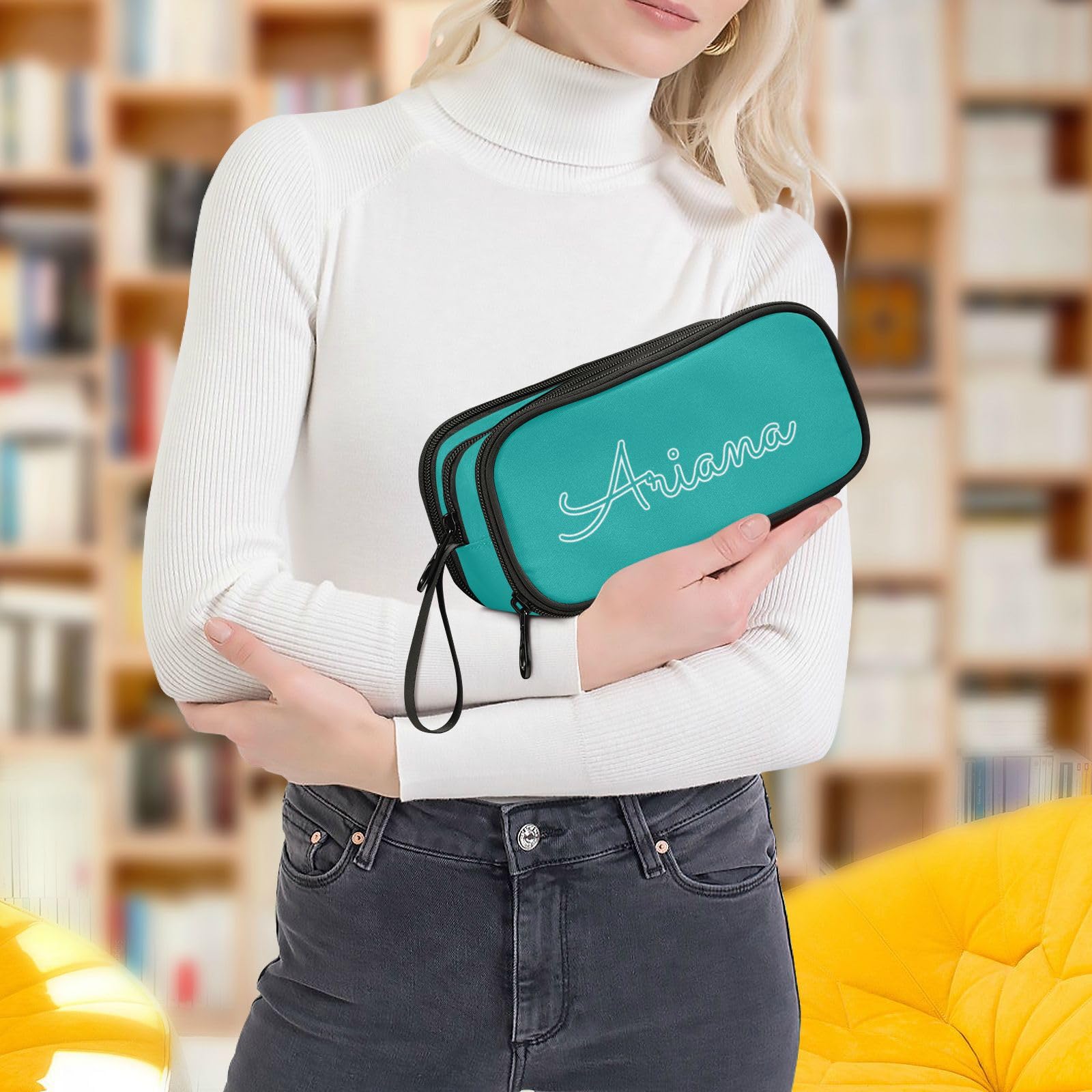 Custom Teal Pencil Case - Large Capacity Personalized Pen Pouch for School, Office & Travel | Durable Pencil Bag for Students, Girls, Boys & Adults | Perfect for Journaling, Work & Art Supplies Organization