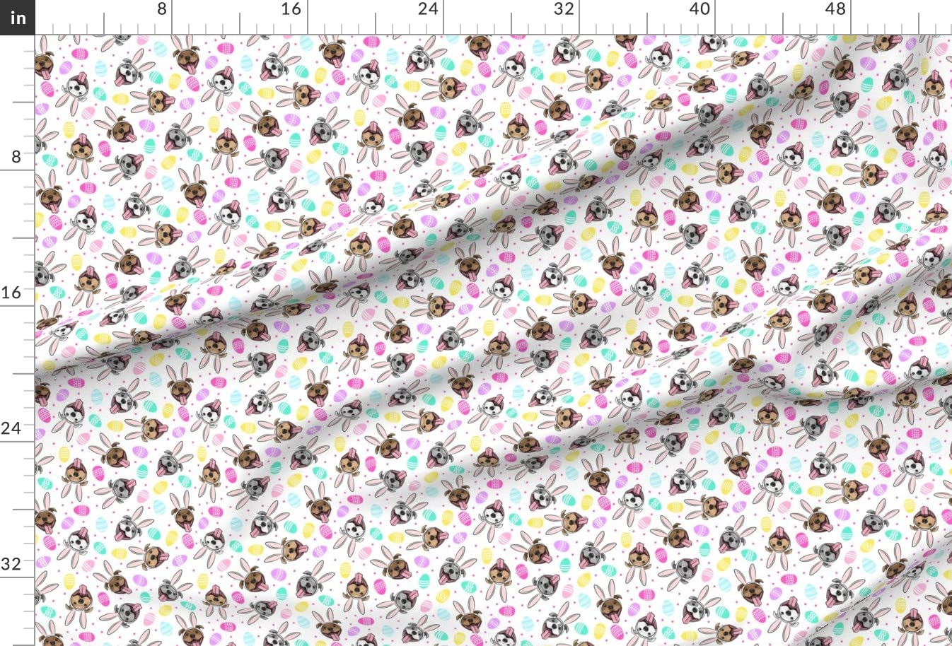 Easter Bunny Pitbulls Printed Minky Fabric by The Yard - Cute Dog & Egg Design for Sewing Baby Blankets, Quilt Backing, Plush Toys - Soft DIY Craft Material for Easter Decorations & Pet Accessories
