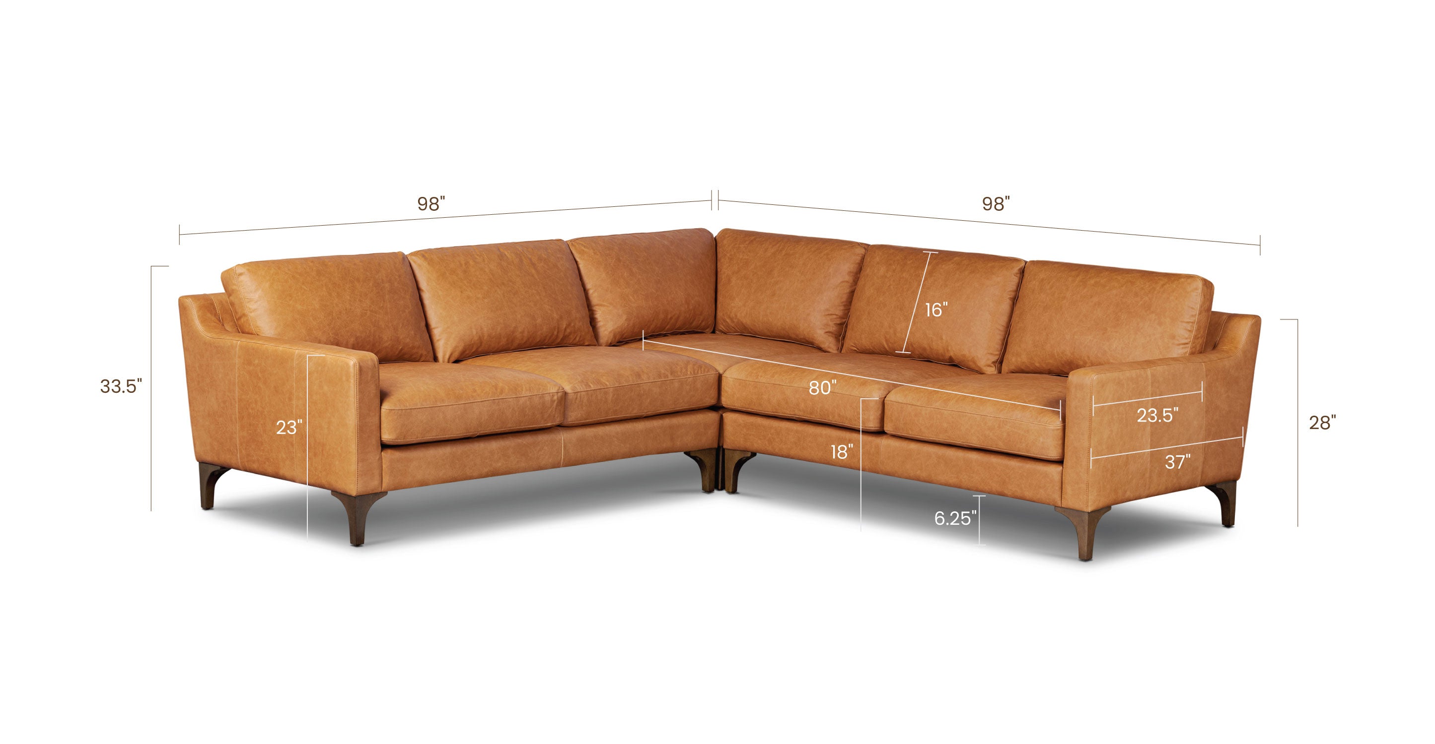 Sorrento Corner Sectional Sofa - Modern L-Shaped Couch for Living Room, Family Room & Lounge - Comfortable Fabric Sectional Sofa with Chaise for Home Decor