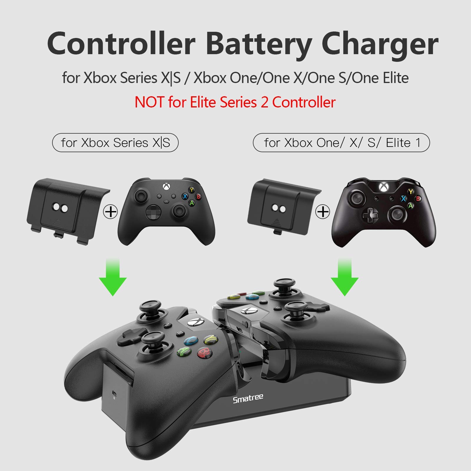 Smatree Xbox Series X|S & Xbox One Controller Charger Station with 5 Rechargeable Batteries - Compatible with Xbox One X, One S, One Elite - Perfect for Gaming Sessions & Multiplayer Setups