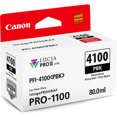 Canon PFI 4100 Photo Black Pigment Ink Cartridge (80mL) - High-Quality Ink for Photo Printing, Ideal for Canon Printers - Perfect for Professional Photography & Home Printing Projects