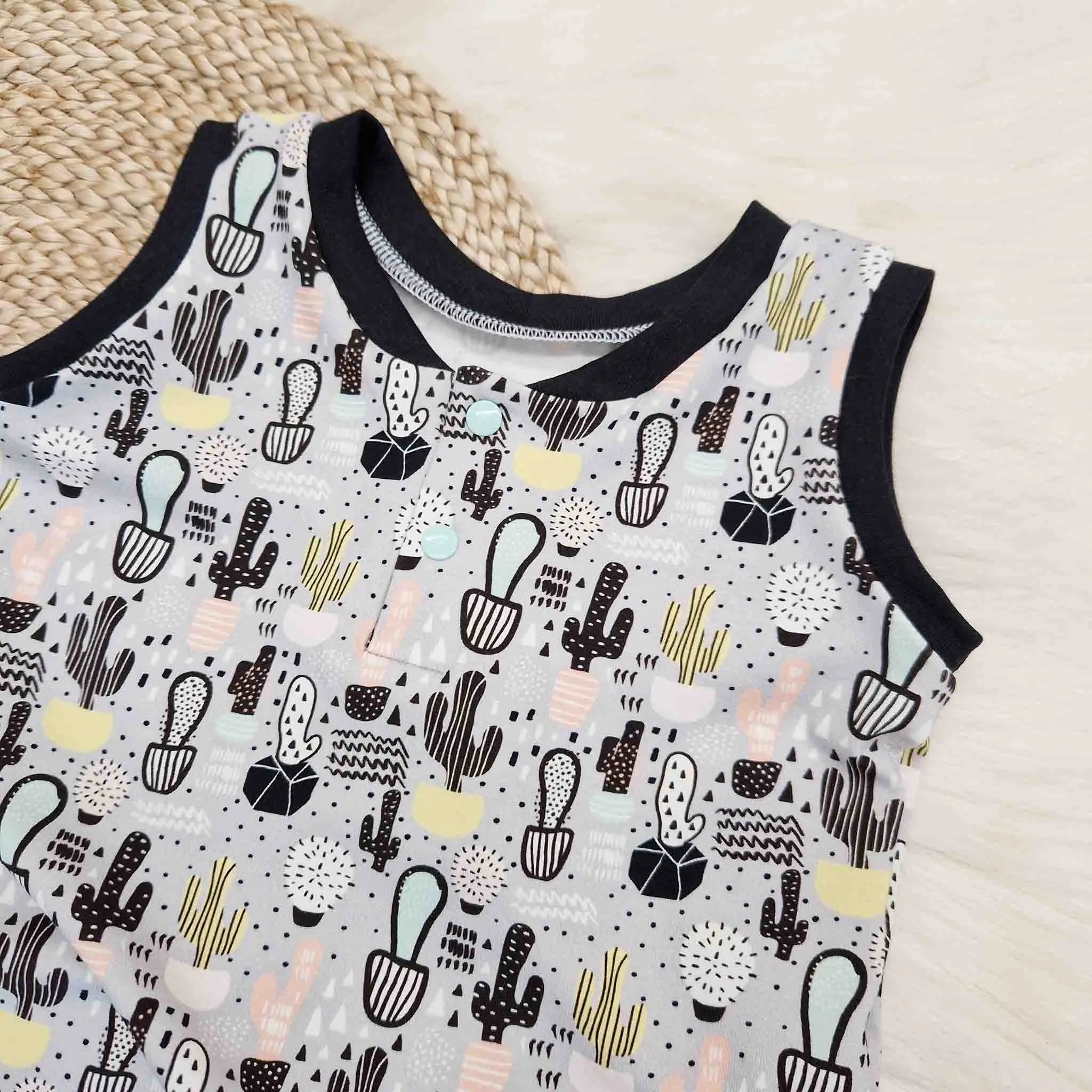 Arizona Unisex Denim Overall Romper with Cactus Print - Casual Jumpsuit for Men & Women | Perfect for Outdoor Adventures, Music Festivals & Boho Style