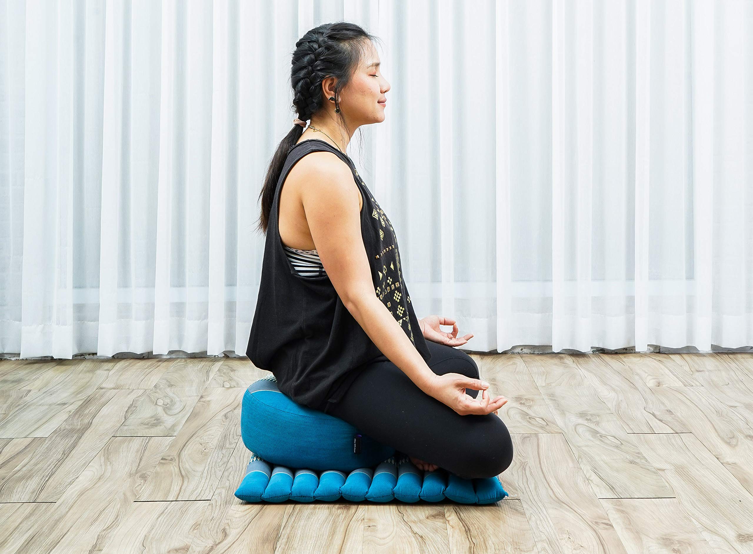 Premium Leewadee Meditation Cushion Set – Zafu Yoga Pillow & Zabuton Mat with Natural Kapok Filling for Comfortable Seated Meditation, Yoga & Mindfulness Practice at Home or Studio