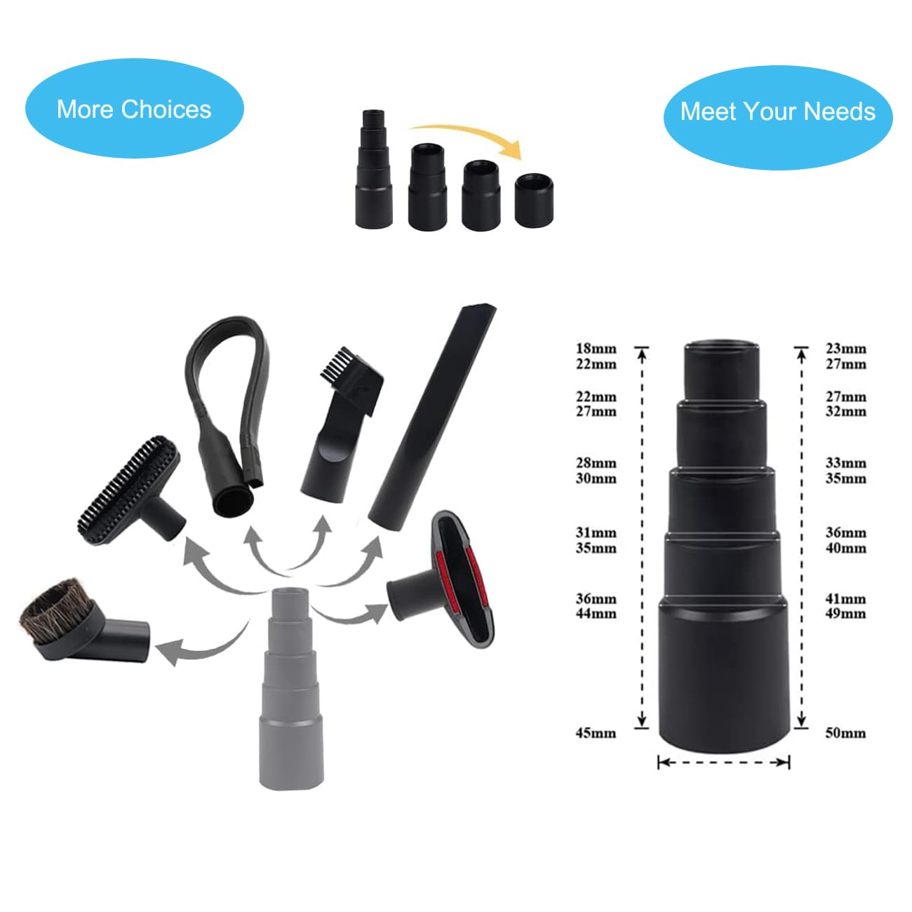 12-Piece Universal Vacuum Cleaner Attachment Kit - 1 1/4