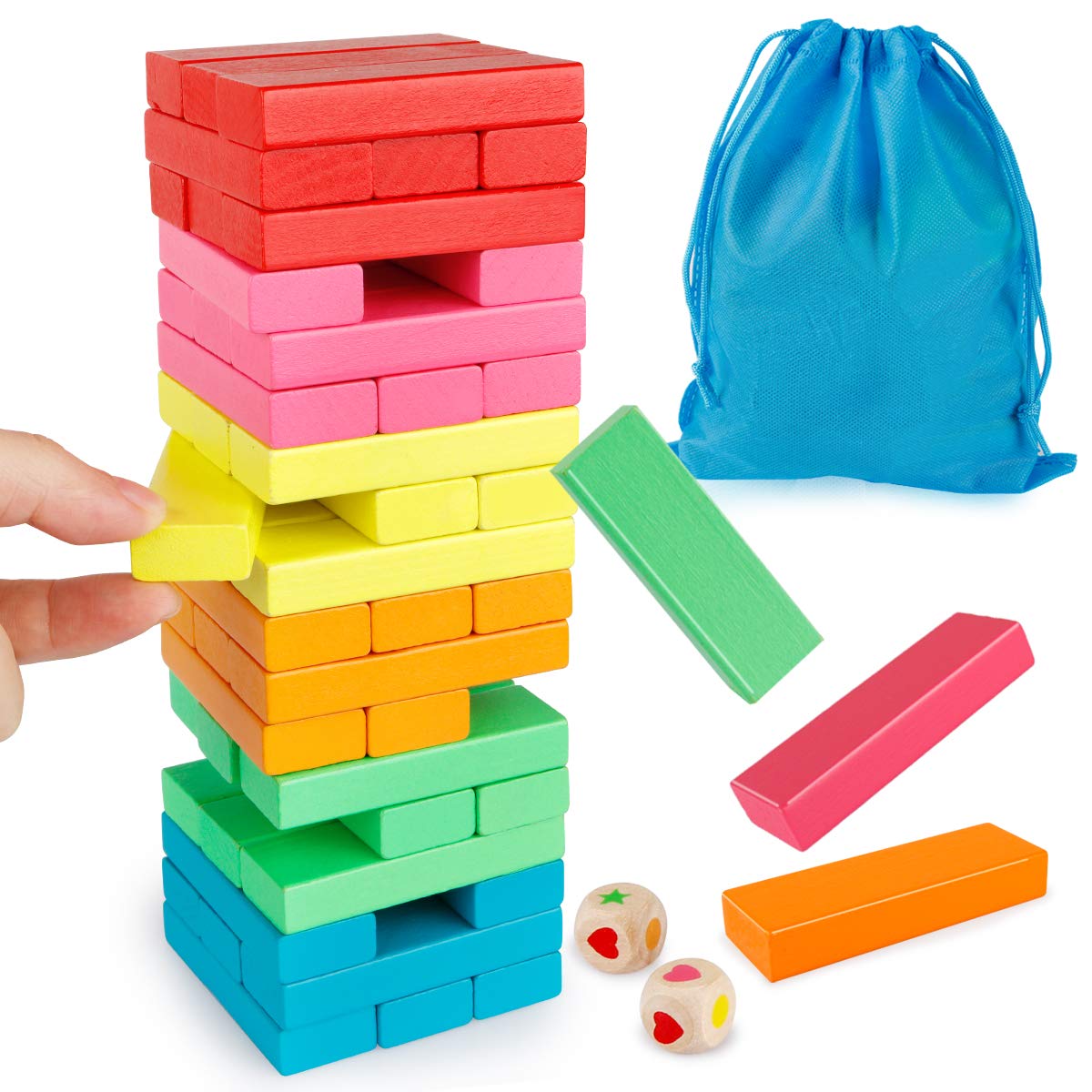 **Coogam Wooden Stacking Blocks Game - Montessori Learning Toys with Storage Bag, Colorful Tower Building & Balancing Puzzles for Kids, Educational Sorting Family Games (Great for Preschool, Birthday Gifts & Indoor Playtime)**