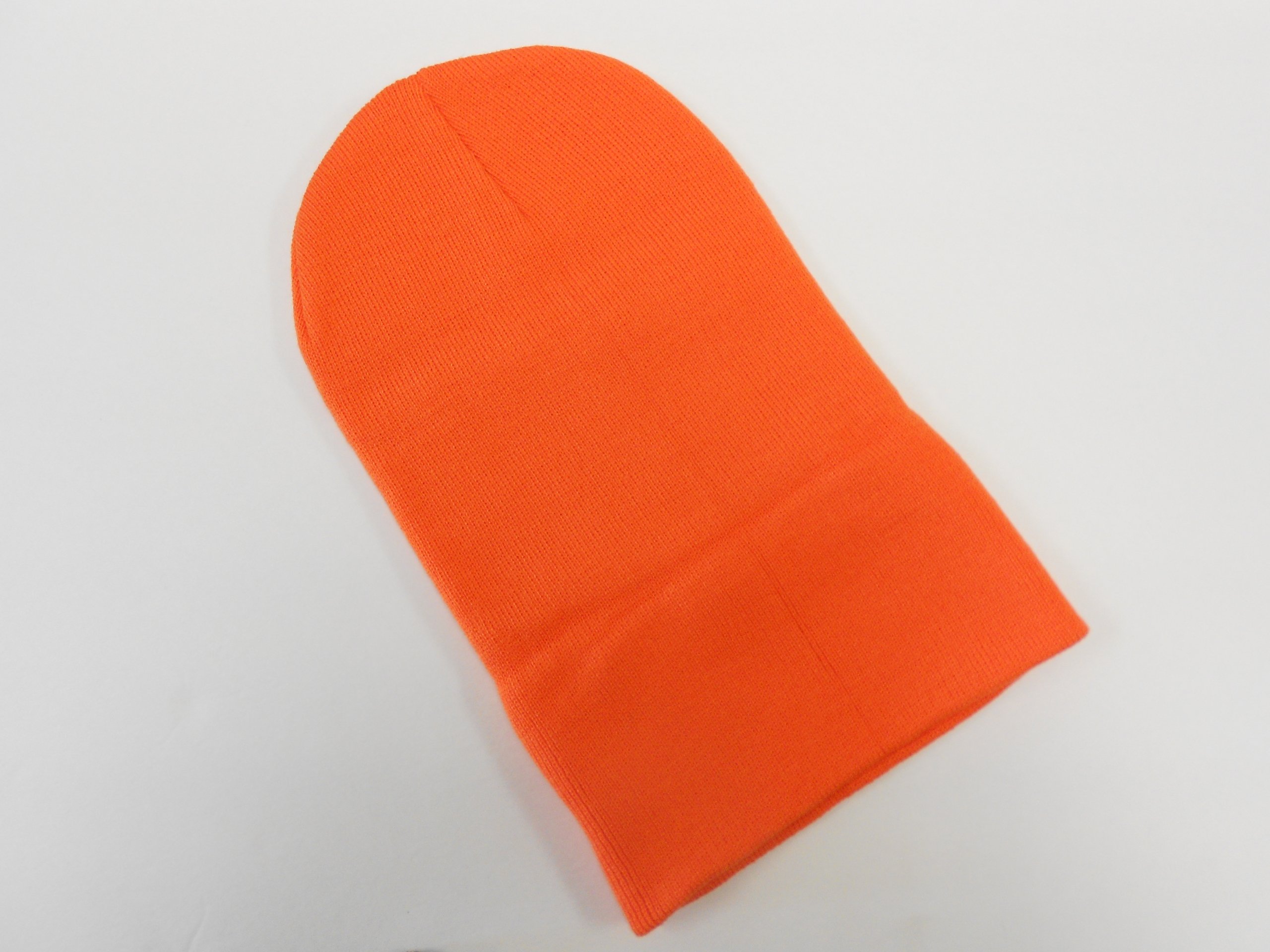 Orange Long Beanie for Men & Women - Soft Knit Ski Hat with Fleece Lining - Warm Winter Hat for Cold Weather - Perfect for Skiing, Snowboarding and Outdoor Activities