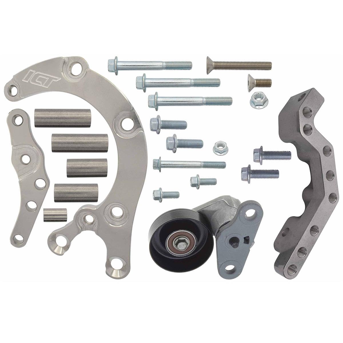 ICT Billet LS Camaro Low Mount 4-Rib A/C Compressor Bracket for Sanden 7176 SD7 - Compatible with LS1 LS6 LS2 LSX Engines (551137-LS74-2) | Perfect for Performance Upgrades & Custom AC Installations