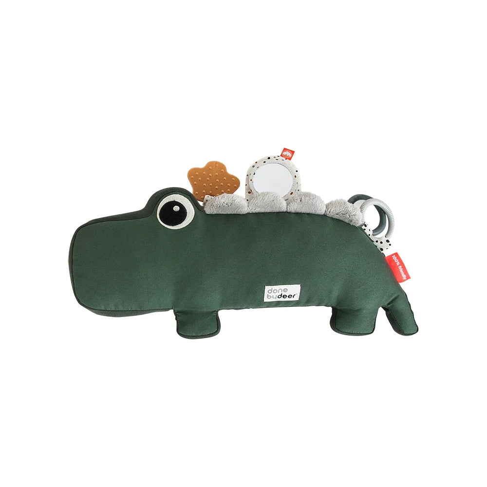 Done by Deer Tummy Time Activity Toy - Interactive Baby Play Mat with Rattles & Textures, Crocodile Green for Infant Development & Sensory Play | Perfect for Newborns 0-6 Months, Floor Time & Early Learning