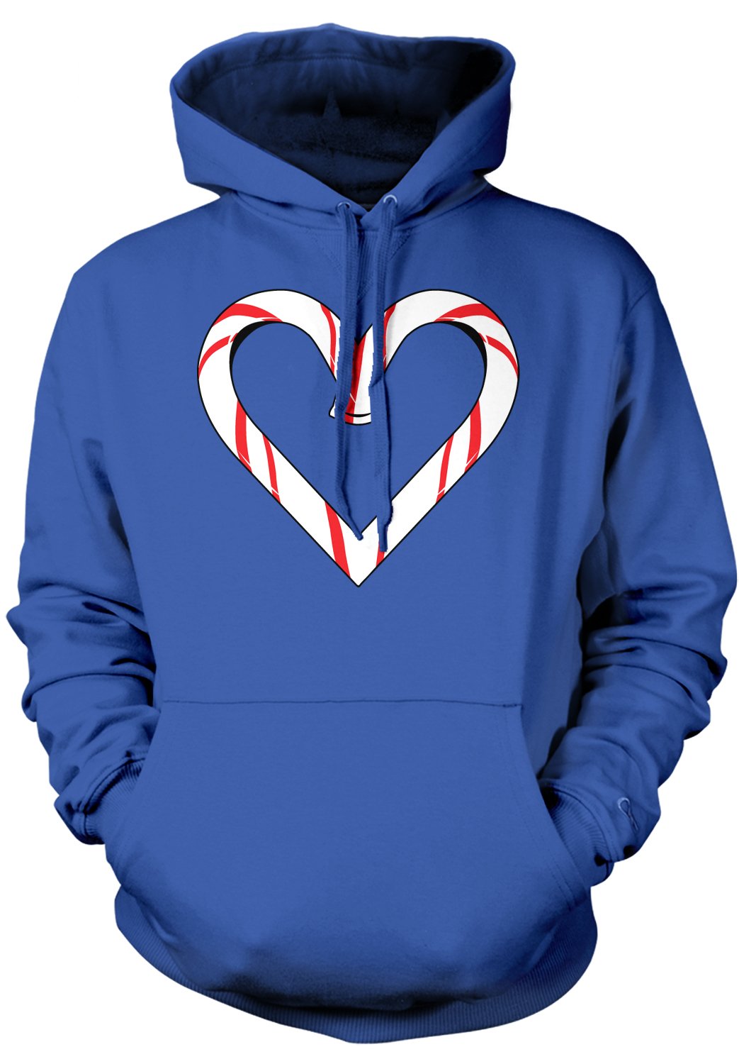 **Amdesco Men's Christmas Candy Cane Heart Hooded Sweatshirt - Festive Holiday Pullover for Xmas Parties & Cozy Winter Outfits**
