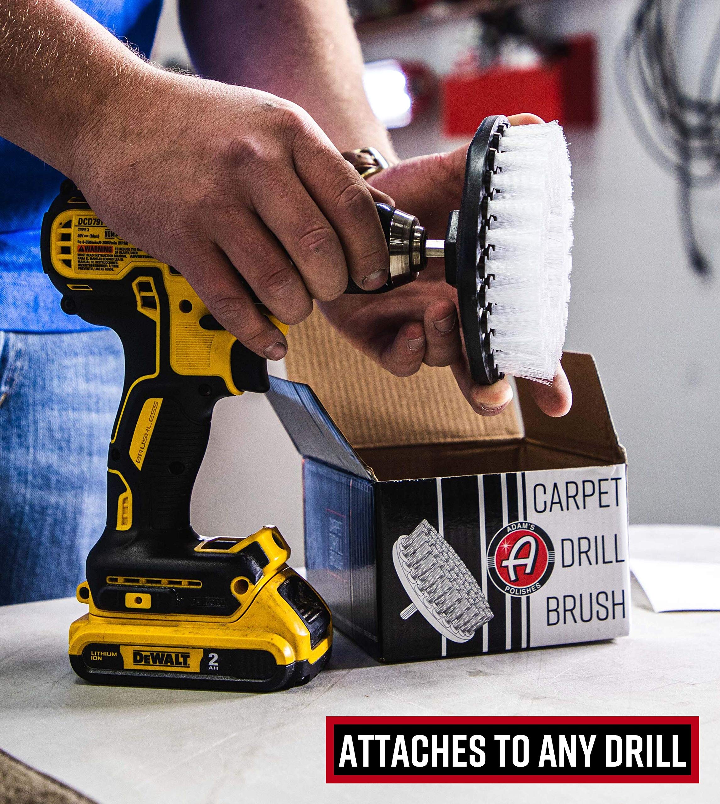 Adam's Polishes Carpet Drill Brush - Heavy Duty Cleaning Tool Attachment for Scrubbing Carpets, Upholstery, Leather Seats, Floor Mats & Auto Interiors | Perfect for Cars, Boats, RVs & Home Furniture Cleaning