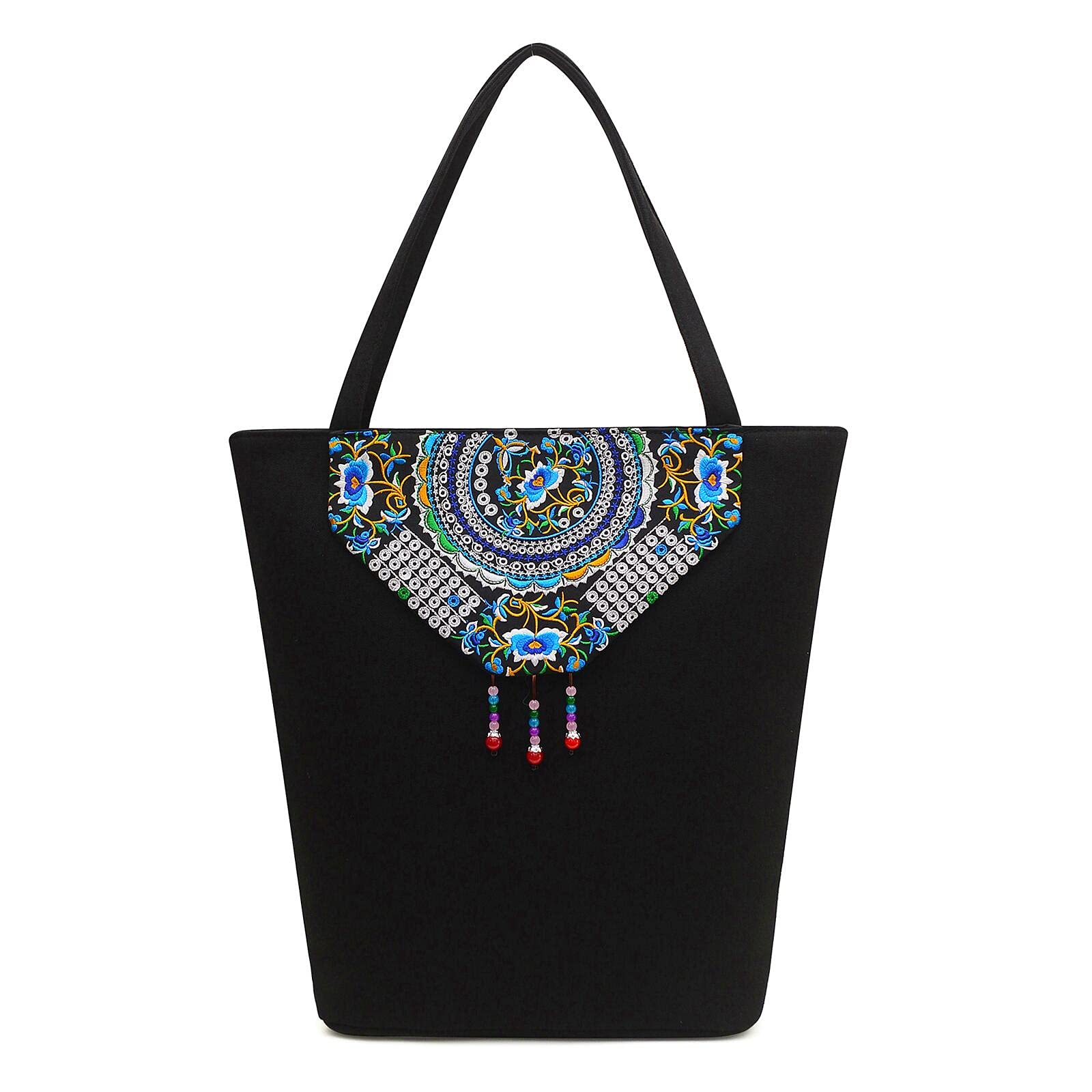 Stylish Embroidered Canvas Tote Bag for Women - Boho Shoulder Handbag with Ethnic Patterns - Perfect for Work, Travel & Daily Use
