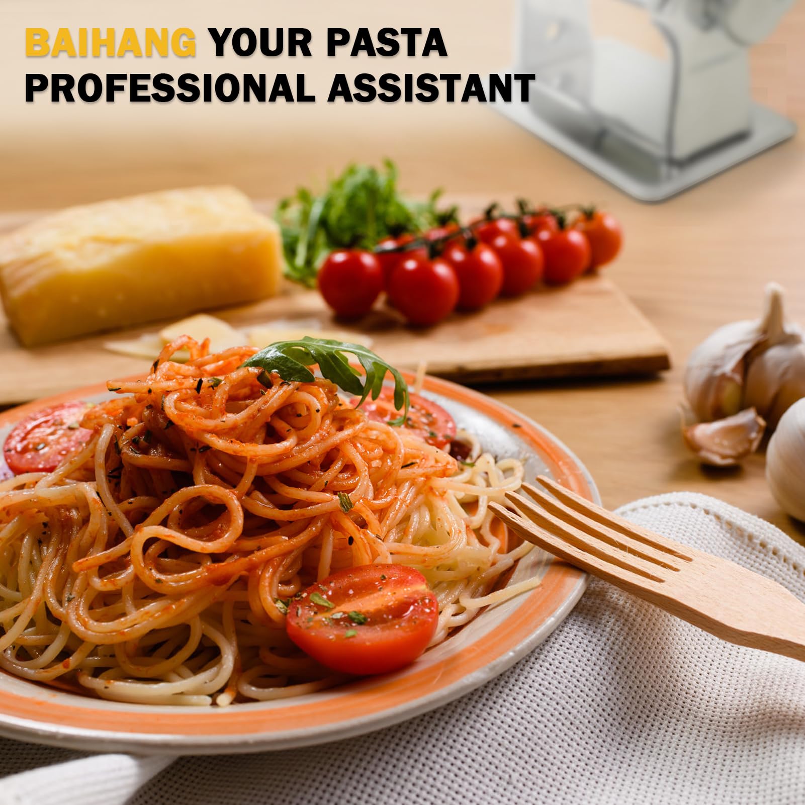 4-in-1 Detachable Pasta Maker Machine with 9 Adjustable Thickness Settings - Pasta Roller, Noodle Maker & Drying Rack for Spaghetti, Fettuccine, Lasagna & Dumpling Skins - Perfect for Home Kitchen & Italian Cooking Enthusiasts