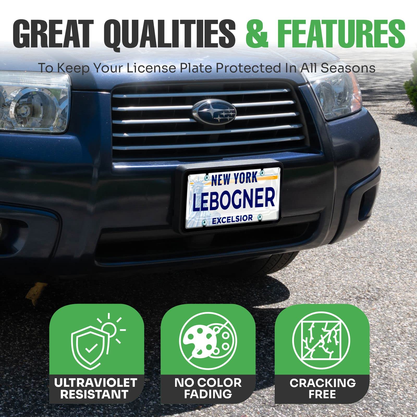 Lebogner 2-Pack Clear Bubble License Plate Covers & Frames Combo - Unbreakable Protection for Standard US Plates (Screws Included) - Perfect for Car Enthusiasts & Vehicle Protection