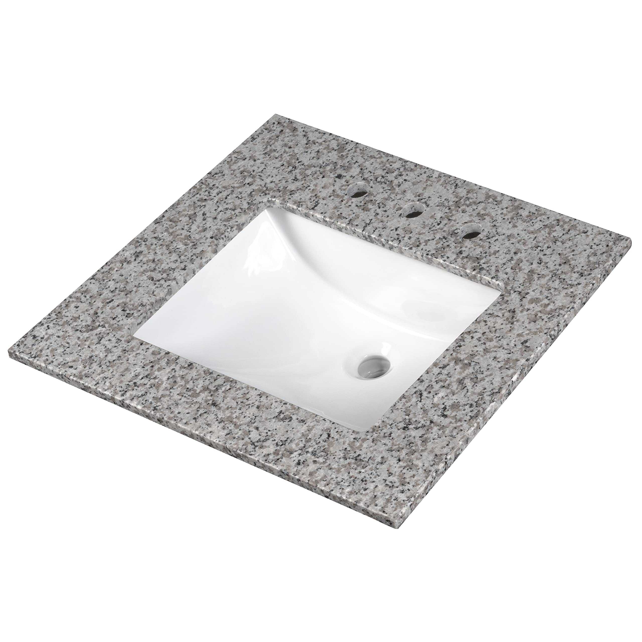 MSI Argento Grigio Vanity Top with Undermount Rectangle Ceramic Sinks - Engineered Granite Stone Bathroom Countertop, 4