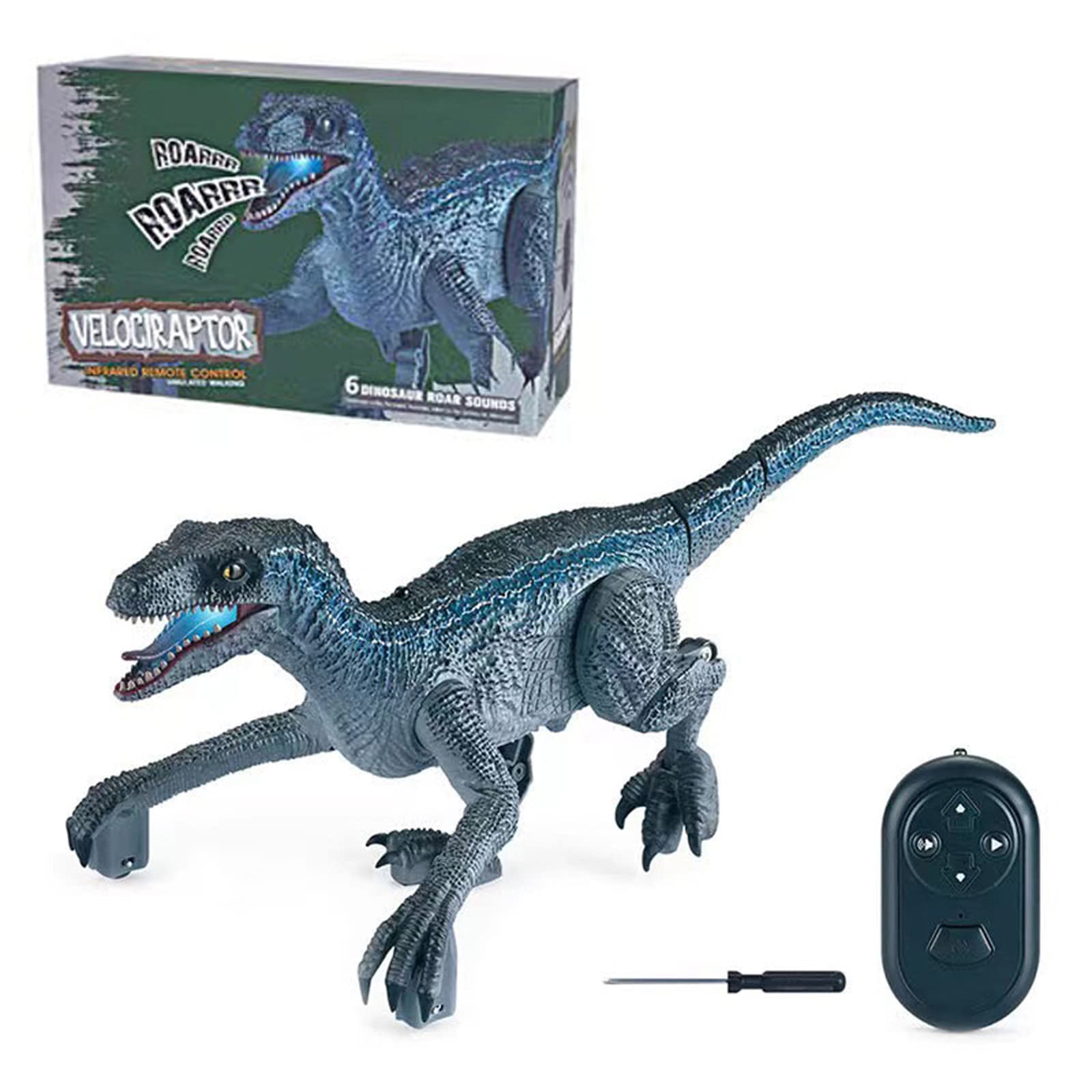 ZICRIC Remote Control Dinosaur Toy - Interactive RC Robot Dinosaur with Realistic Roaring Sounds & LED Lights - Electronic Dinosaur Toy Gift for Boys Girls Ages 3-8 (Blue) - Perfect for Indoor Play, Birthday Parties & STEM Learning