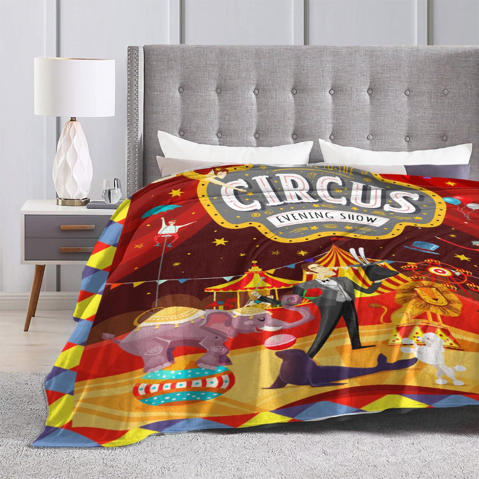 Animal Circus Soft Fleece Blanket - All Season Cozy Throw for Bed, Sofa & Couch (50x40 Inches) - Perfect for Home Decor, Movie Nights & Gift Giving