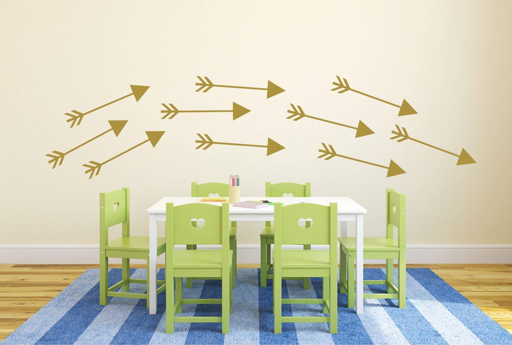 Colorful Arrow Wall Decals for Kids Room & Nursery - 25 Vibrant Colors (Black, White, Yellow, Orange, Blue, Red, Pink, Purple) | Playroom, Preschool & Bedroom Decor - Easy Peel & Stick Vinyl Stickers for Creative Wall Design