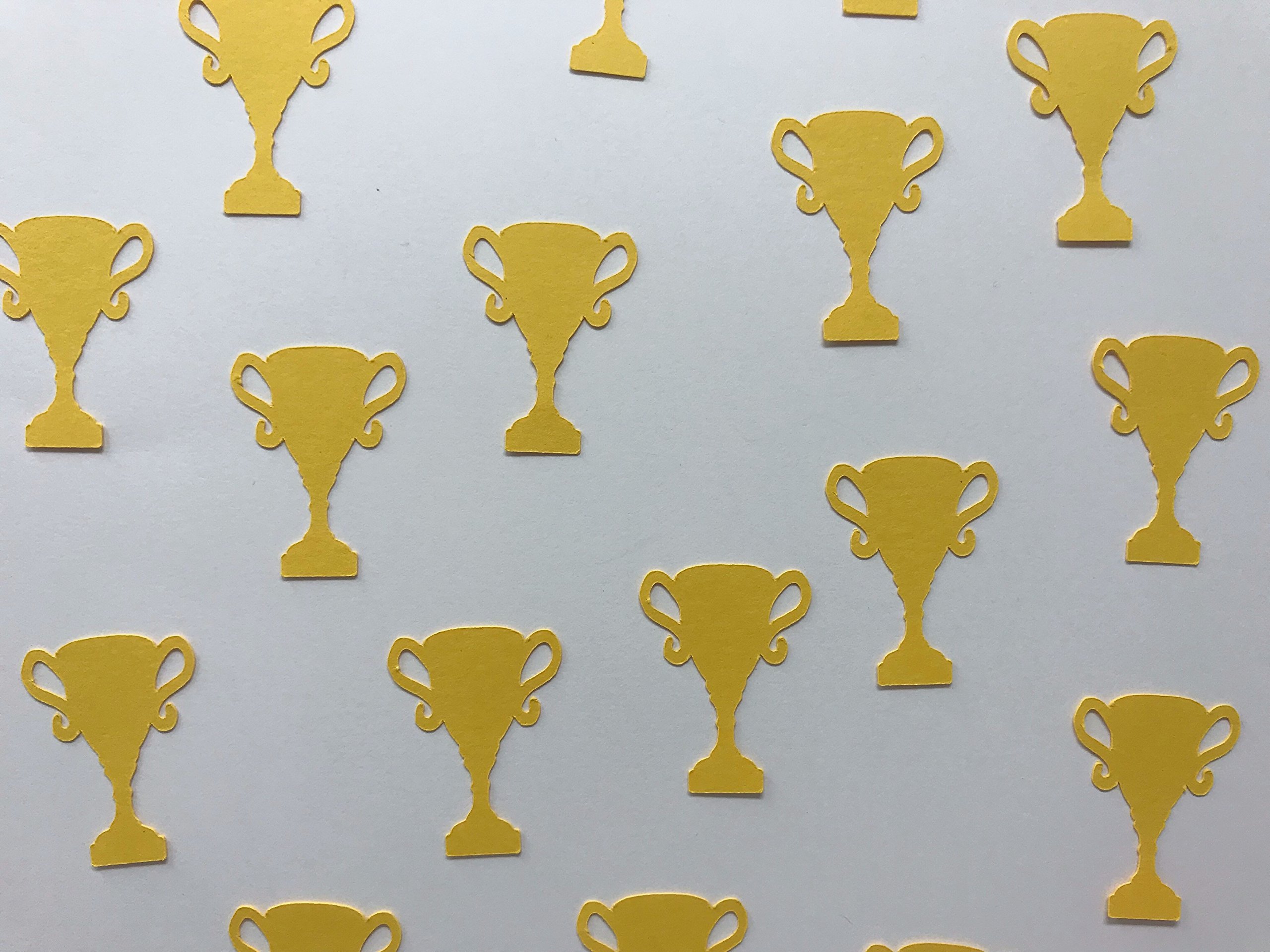 Golden Yellow Trophy Confetti - 100pcs Award Celebration Decorations for Competitions, Winners & First Place Parties - Perfect for Sports Events, Graduations & Achievement Ceremonies