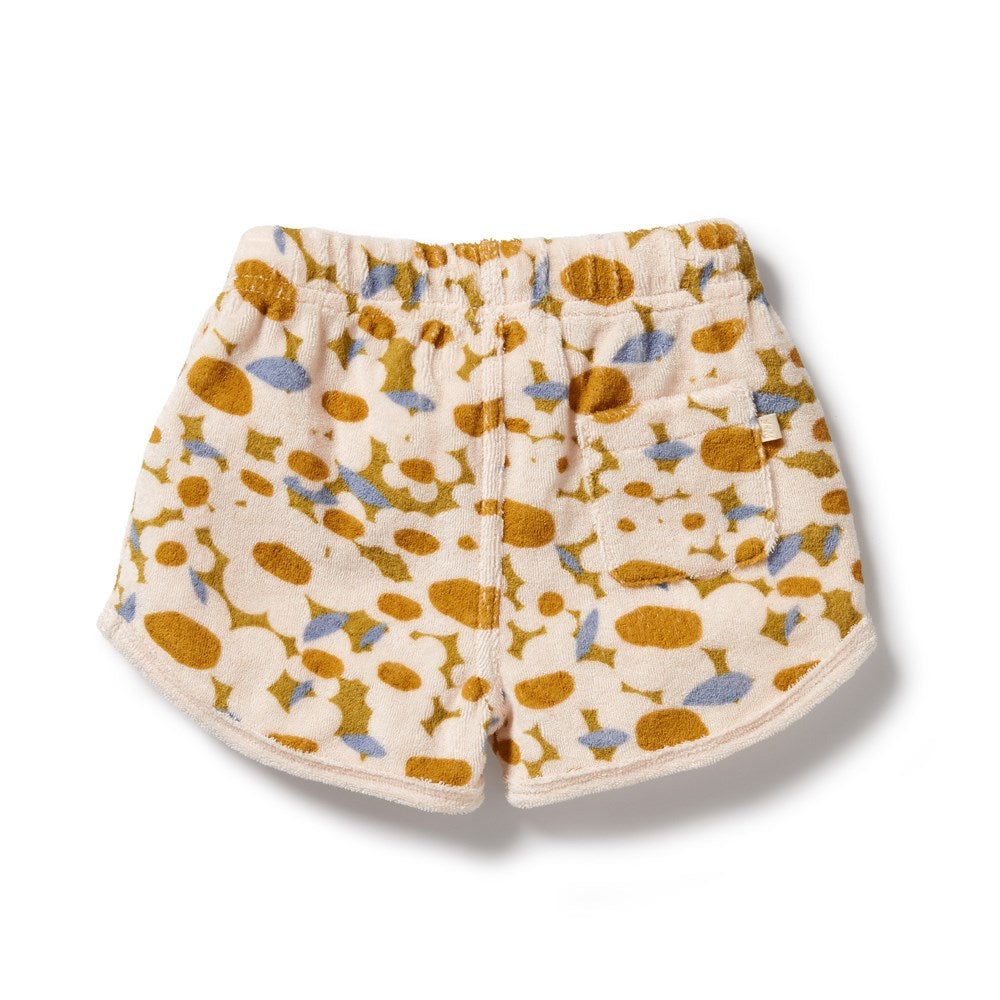 Flower Burst Organic Cotton Terry Shorts for Women - Soft Breathable Lounge Shorts for Yoga, Sleep & Summer Comfort