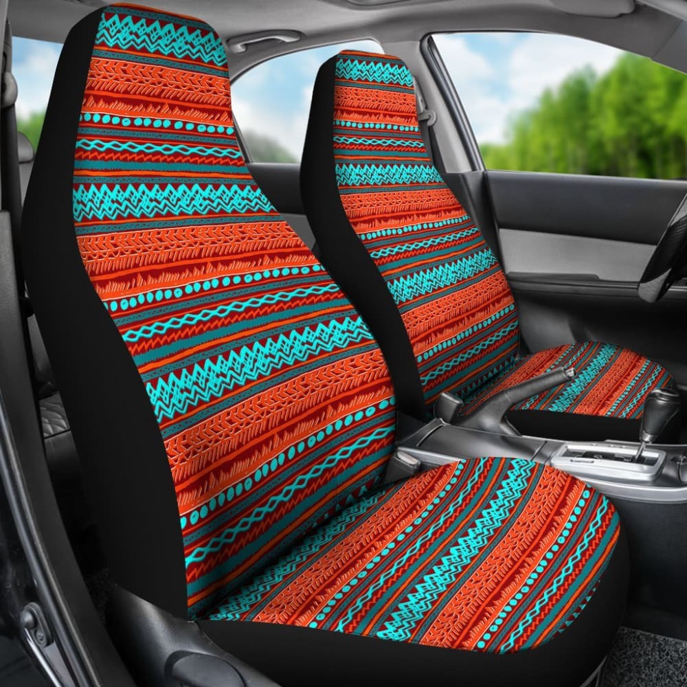 Premium Aztec Orange and Teal Car Seat Covers - Universal Fit for Cars, Trucks & SUVs - Stylish Protection for Seats | Perfect for Road Trips, Daily Commutes & Outdoor Adventures
