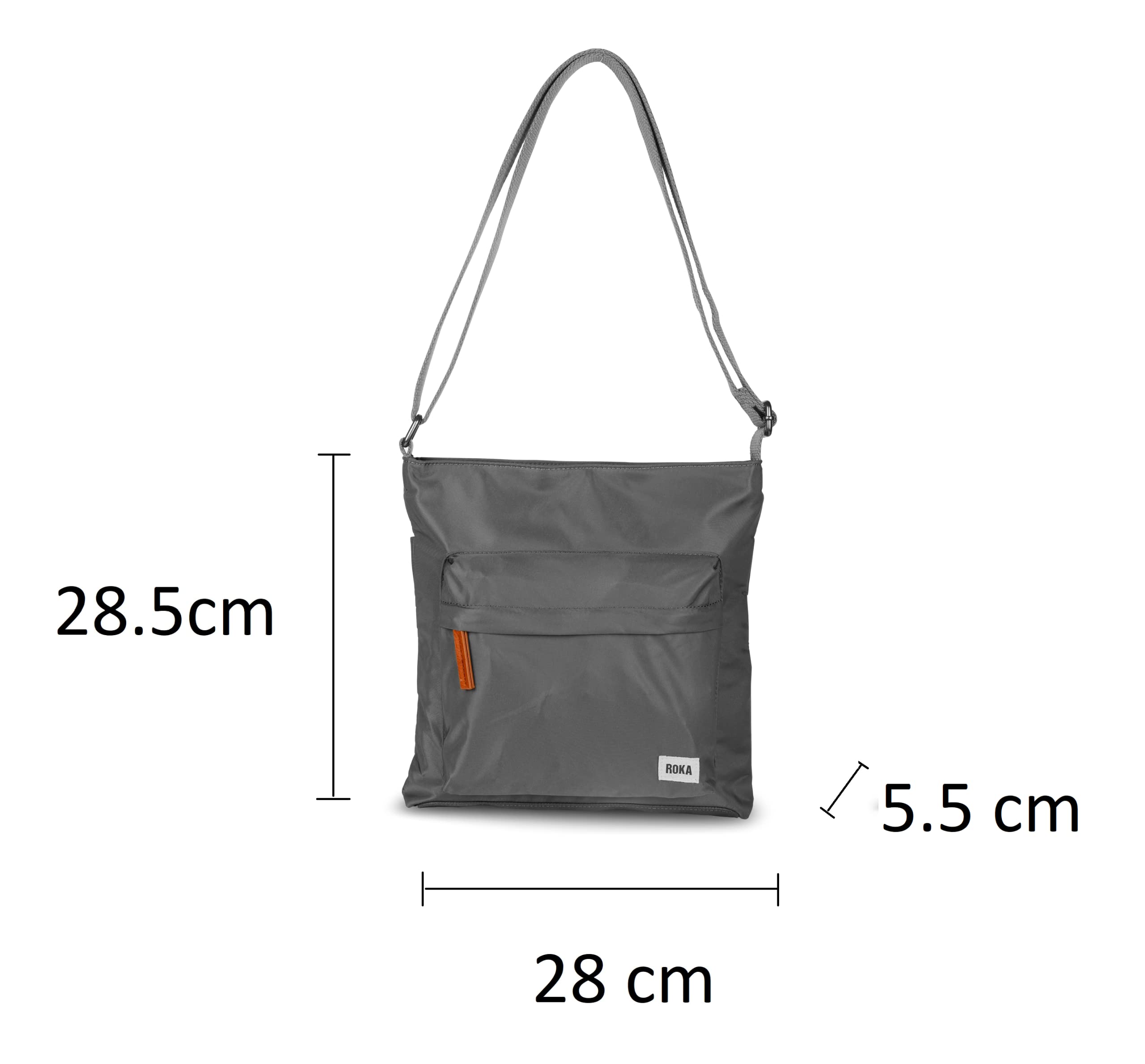 ROKA Kennington Medium Nylon Crossbody Bag for Women & Men - Multi-Pocket Unisex Shoulder Bag with Adjustable Strap & Chunky Zipper - Perfect for Travel, Work, School, Commuting & Daily Essentials