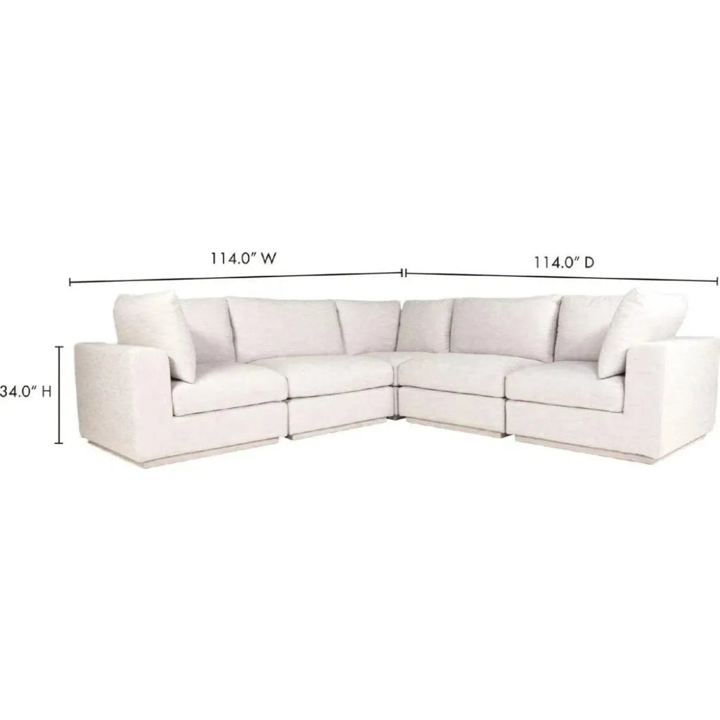 5-Piece Taupe Fabric Modular Sectional Sofa Set - Classic L-Shaped Design for Living Room, Lounge & Home Theater Comfort