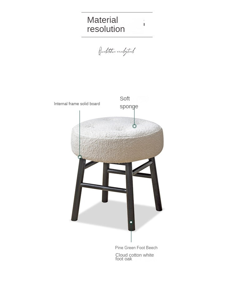 Premium Oak Solid Wood Makeup Stool - Scandinavian Light Luxury Vanity Bench with Backrest, Perfect for Dressing Table, Bedroom & Bathroom Decor