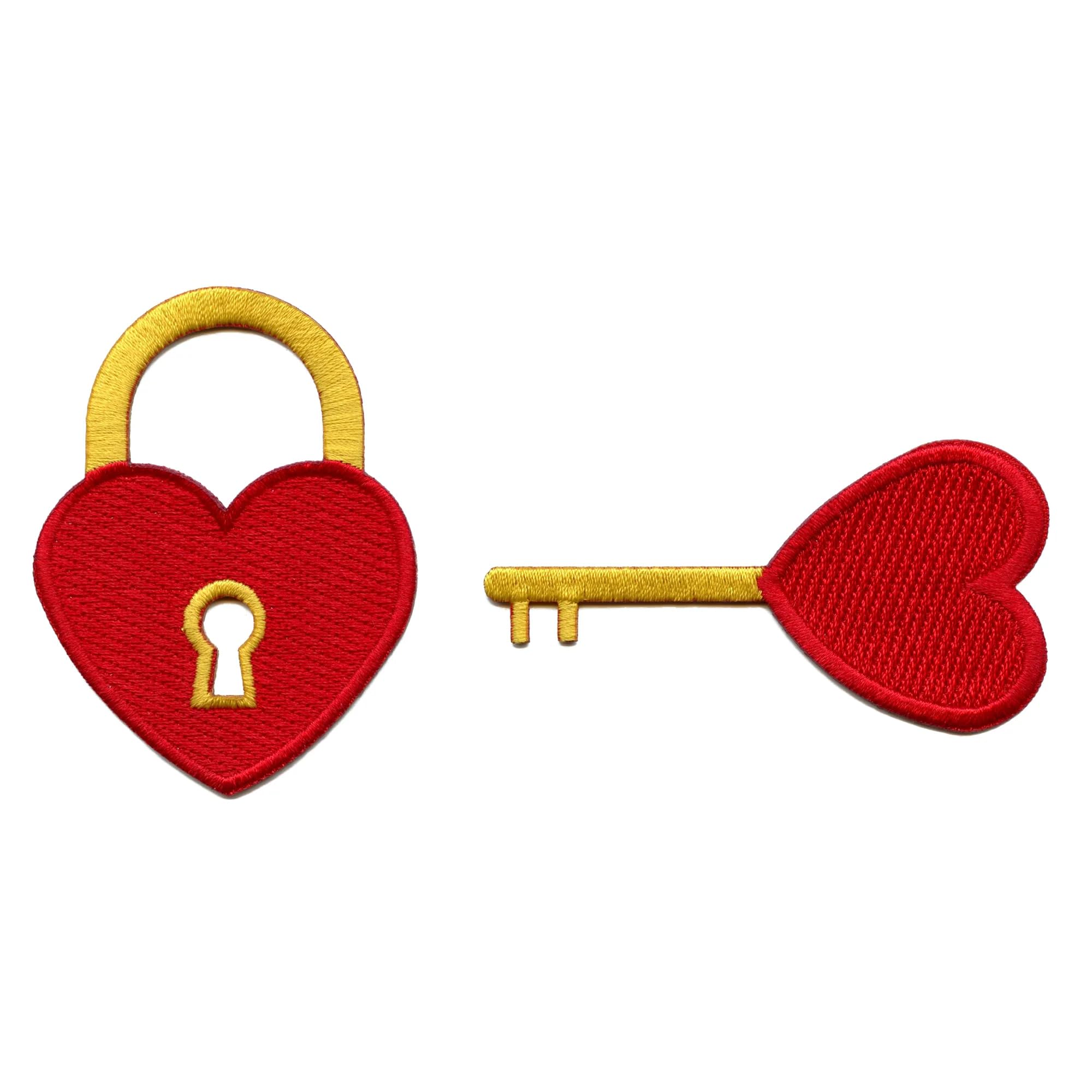 Heart Lock & Key Embroidered Iron-On Patch Set - DIY Craft Supplies for Jackets, Bags, Denim - Perfect for Couples Gifts, DIY Fashion Customization