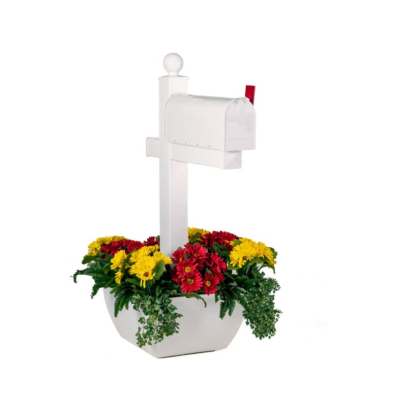 Large Resin Mailbox Planter Box Wrap - Weather-Resistant Outdoor Flower Pot for Mailbox Posts, Deck Railings & Patio Poles - Easy No-Tool Assembly - Made in USA - Perfect for Porch Decor, Garden Landscaping & Curb Appeal Enhancement