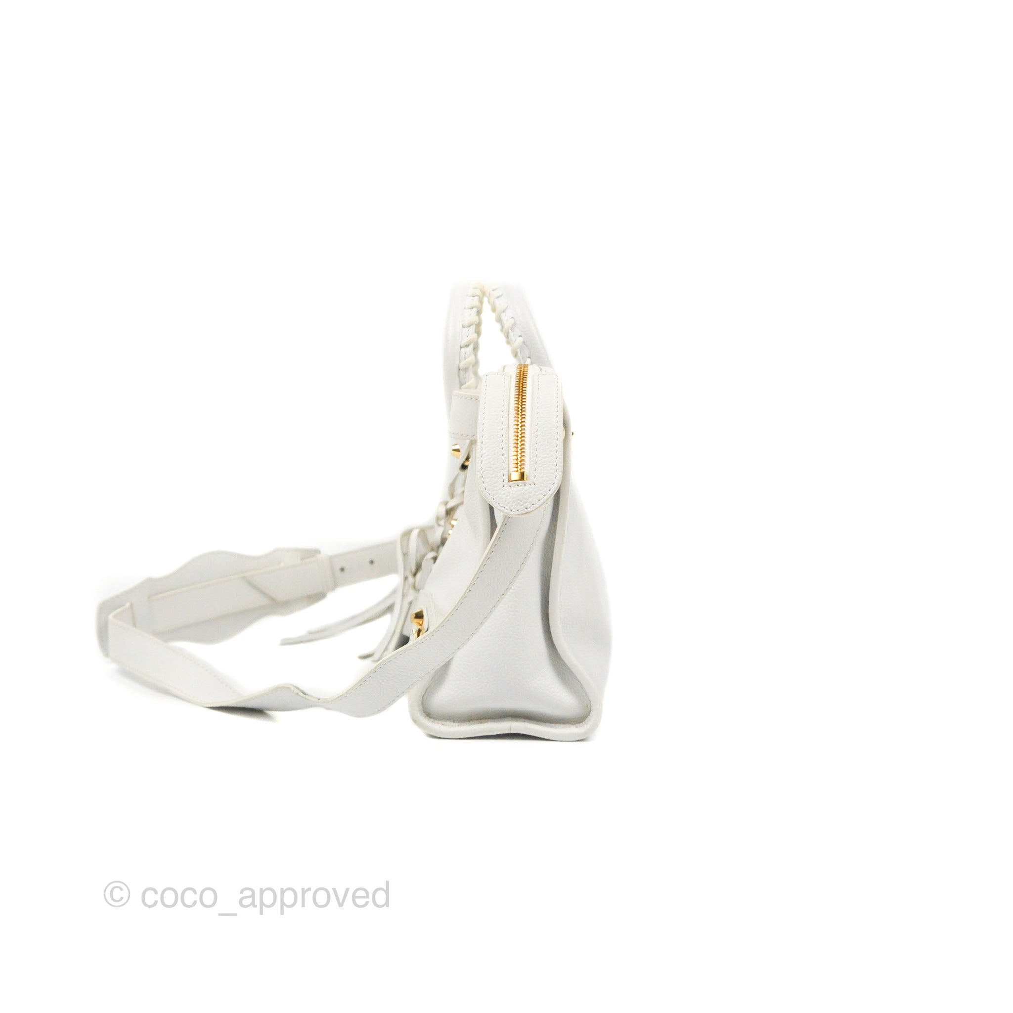 Balenciaga Classic Small City Bag in White Aged Calfskin with Gold Hardware - Perfect for Everyday Luxury & Fashion Outfits