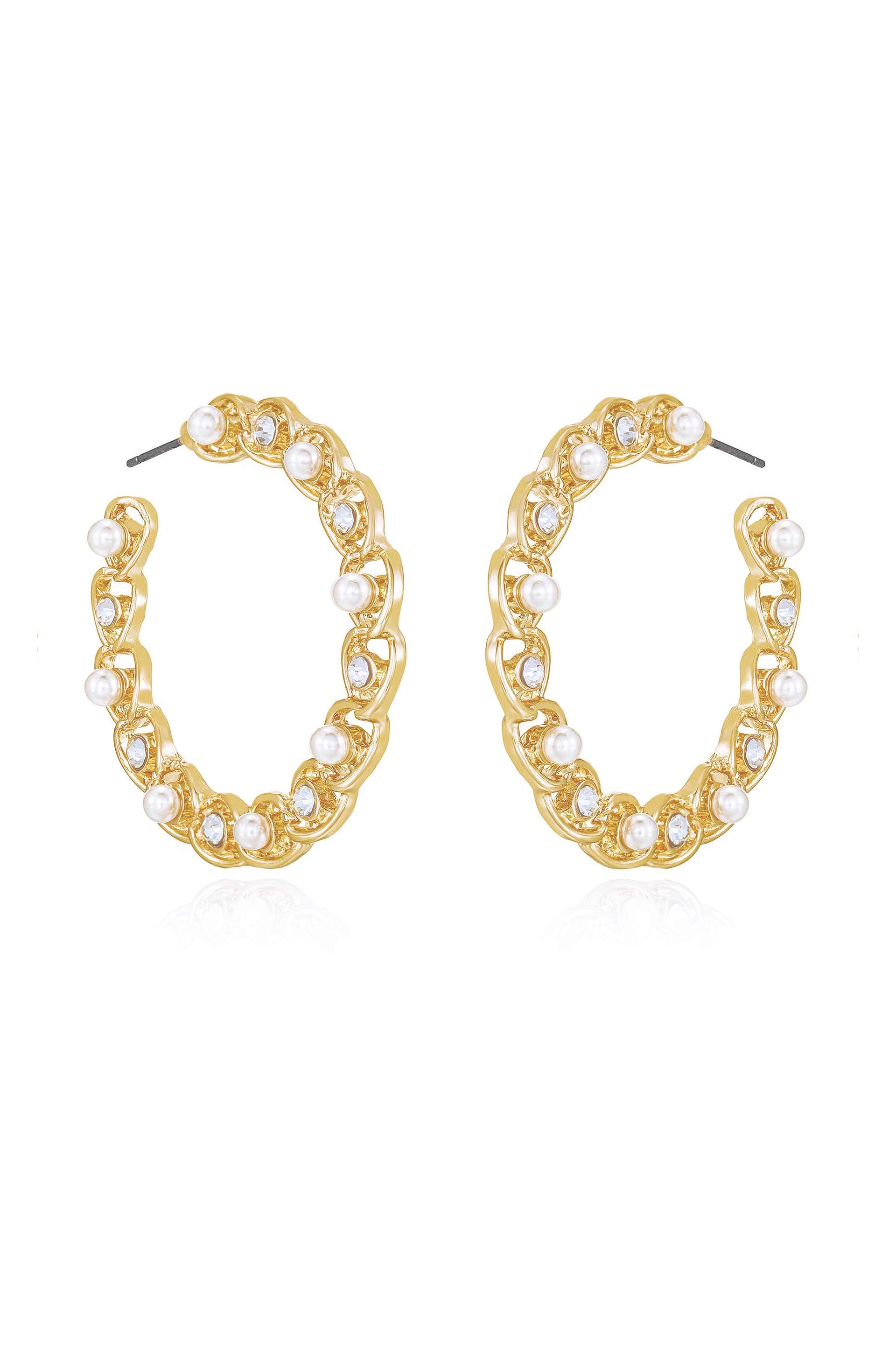Elite Crystal Hoop Earrings for Women - 14K Gold Plated Hypoallergenic Dangle Earrings - Elegant Jewelry Gift for Birthday, Anniversary & Wedding - Perfect for Parties, Date Nights & Office Wear