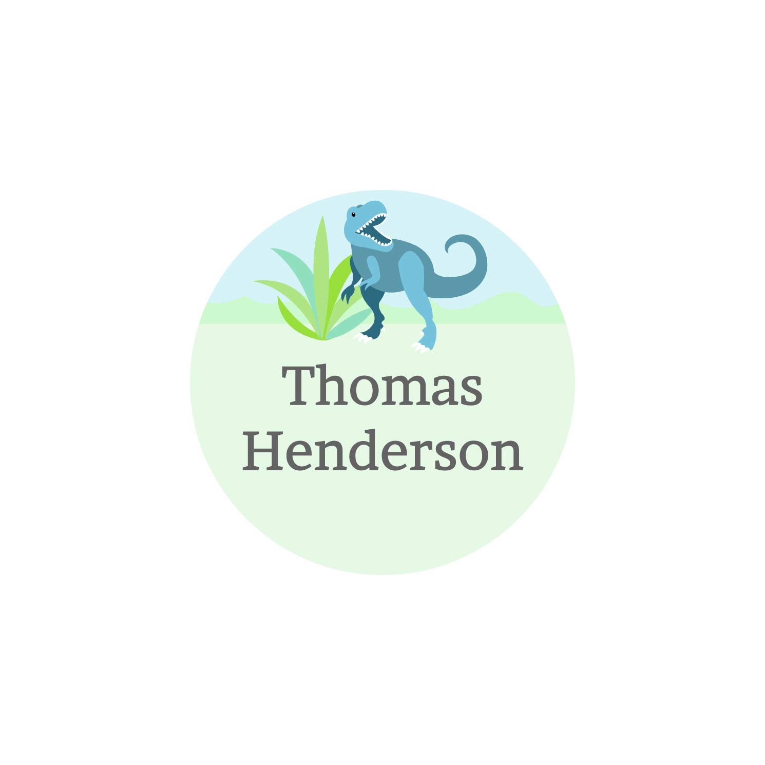Custom Circle Iron-On Name Labels for Clothing & Fabrics (80 Labels) - Laundry-Safe, Waterproof Personalized Name Stickers for Daycare, School, Camp & Home - Dinosaur Design for Kids' Clothes, Backpacks & Lunchboxes