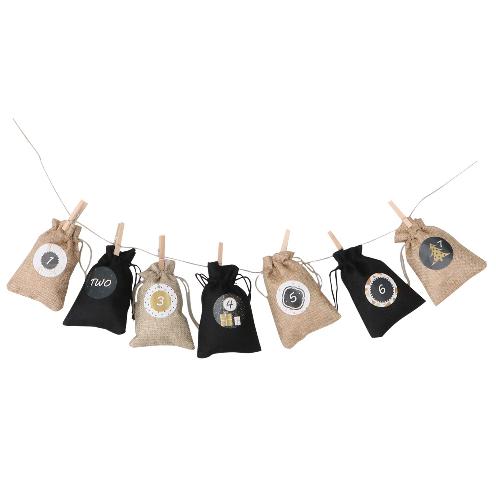 PRETYZOOM 24 Days Christmas Advent Calendar Bags - Natural Jute Burlap Drawstring Gift Sacks for Holiday Decorations, Party Favors & Home Decor | Perfect for Countdown to Christmas, Tree Ornaments & Festive Gift Giving