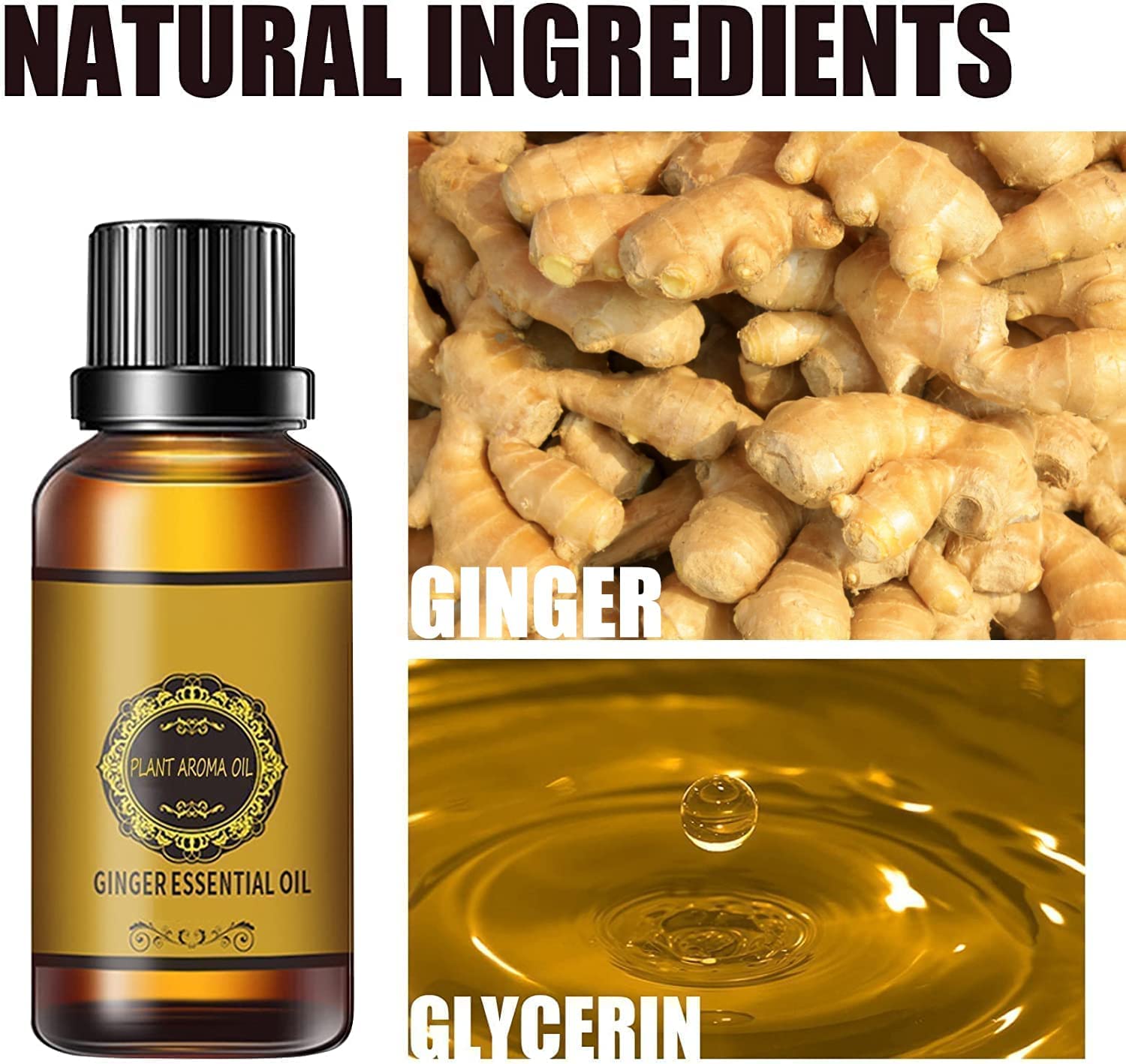 10 Pack Belly Drainage Ginger Oil - Natural Lymphatic Massage Oil with Ginger Essential Oil for Detox, Relaxation & Aromatherapy - Perfect for Spa, Home Massage & Wellness Routine