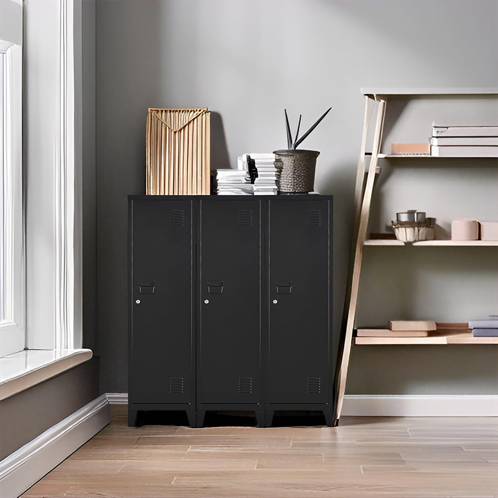 Metal Locker with Doors & Shelves - Secure Storage Cabinet for Small Spaces | Office, Garage, School & Gym Use | Employee & Personal Lockable Storage Solution