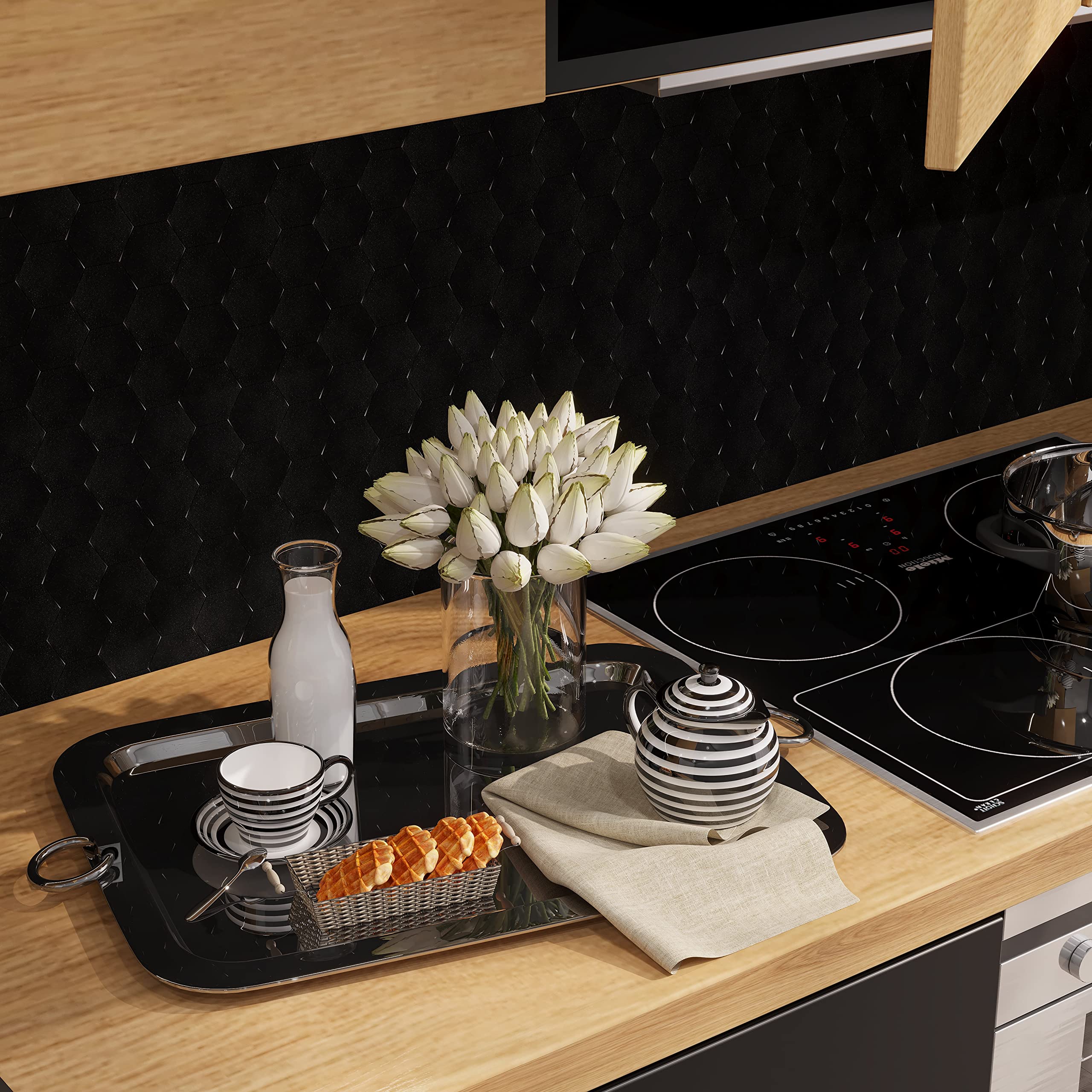 Hexagon Peel & Stick Tiles - Easy DIY Backsplash for Kitchen & Bathroom