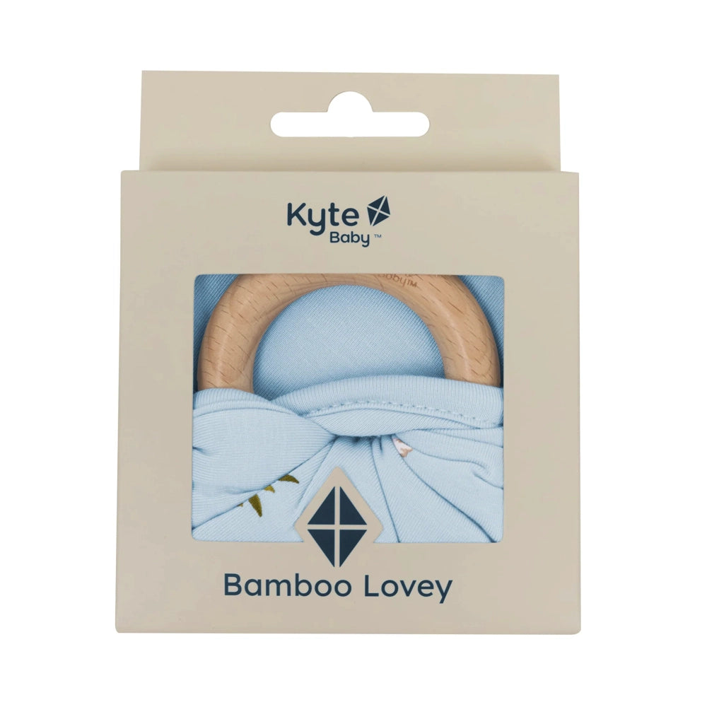 Kyte Baby Lovey Soft Plush Blanket with Removable Wooden Teething Ring - Ice Rabbit Design for Newborns & Infants | Perfect for Cuddling, Teething Relief & Nursery Comfort