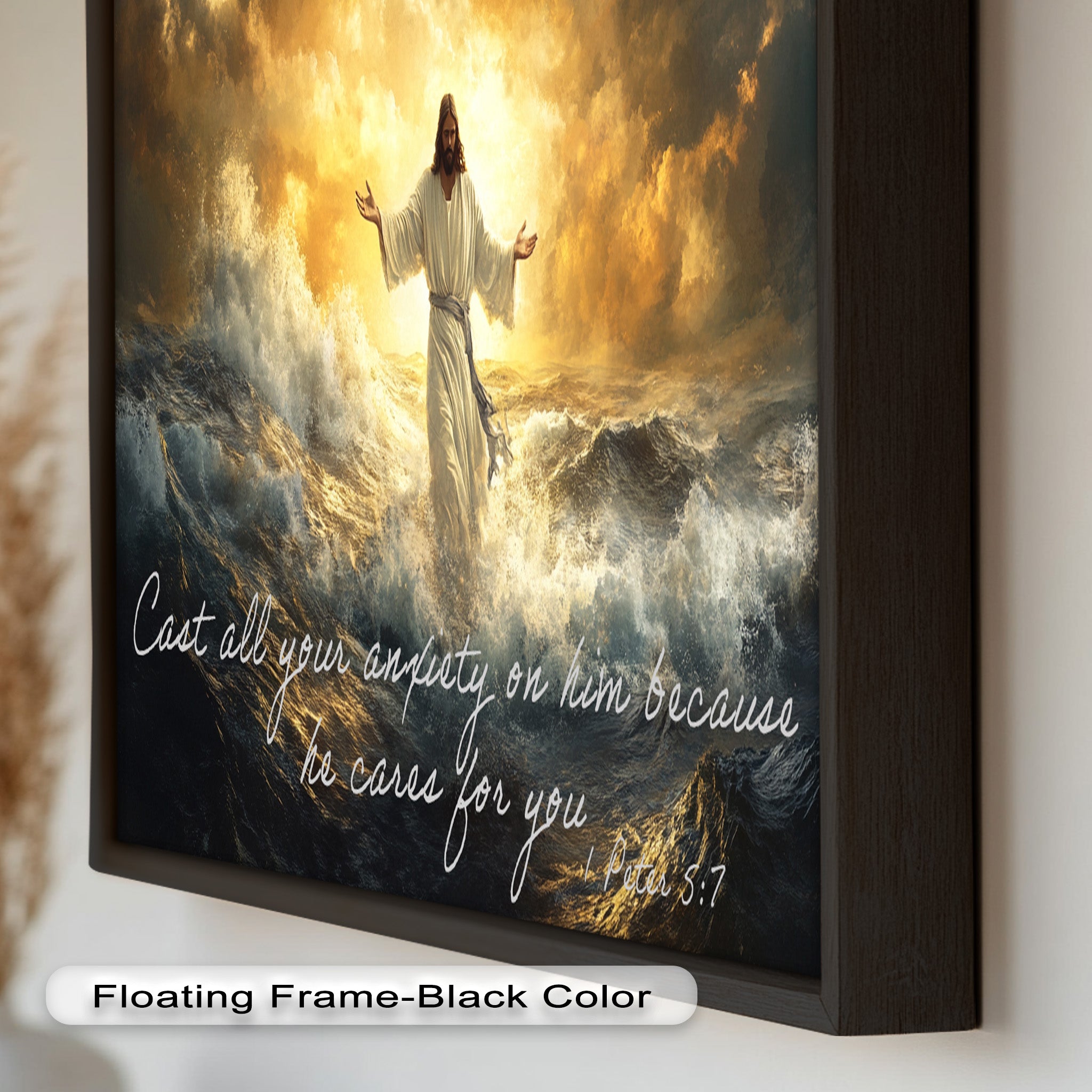 1 Peter 5:7 Trust in God Bible Verse Oil Painting - Christian Wall Art for Home, Church & Office Decor